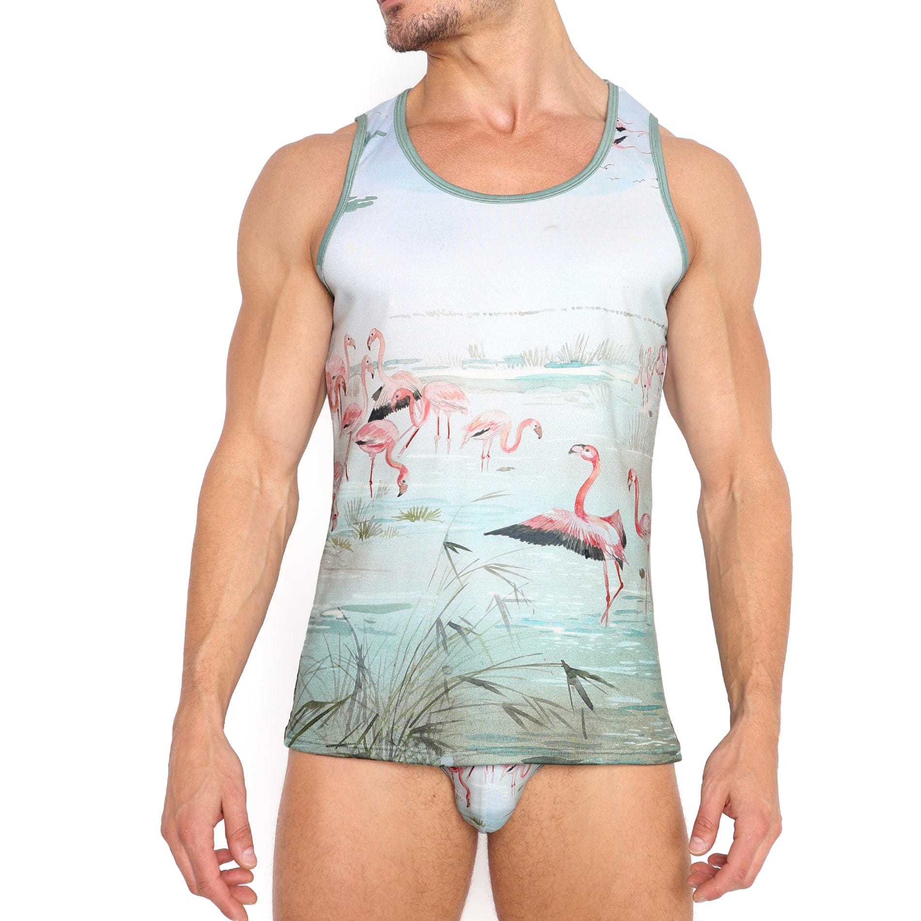 Flamingo Print Women's Tank Top - Soft Breathable Summer Casual T-Shirt for Beach, Gym, and Outdoor Activities