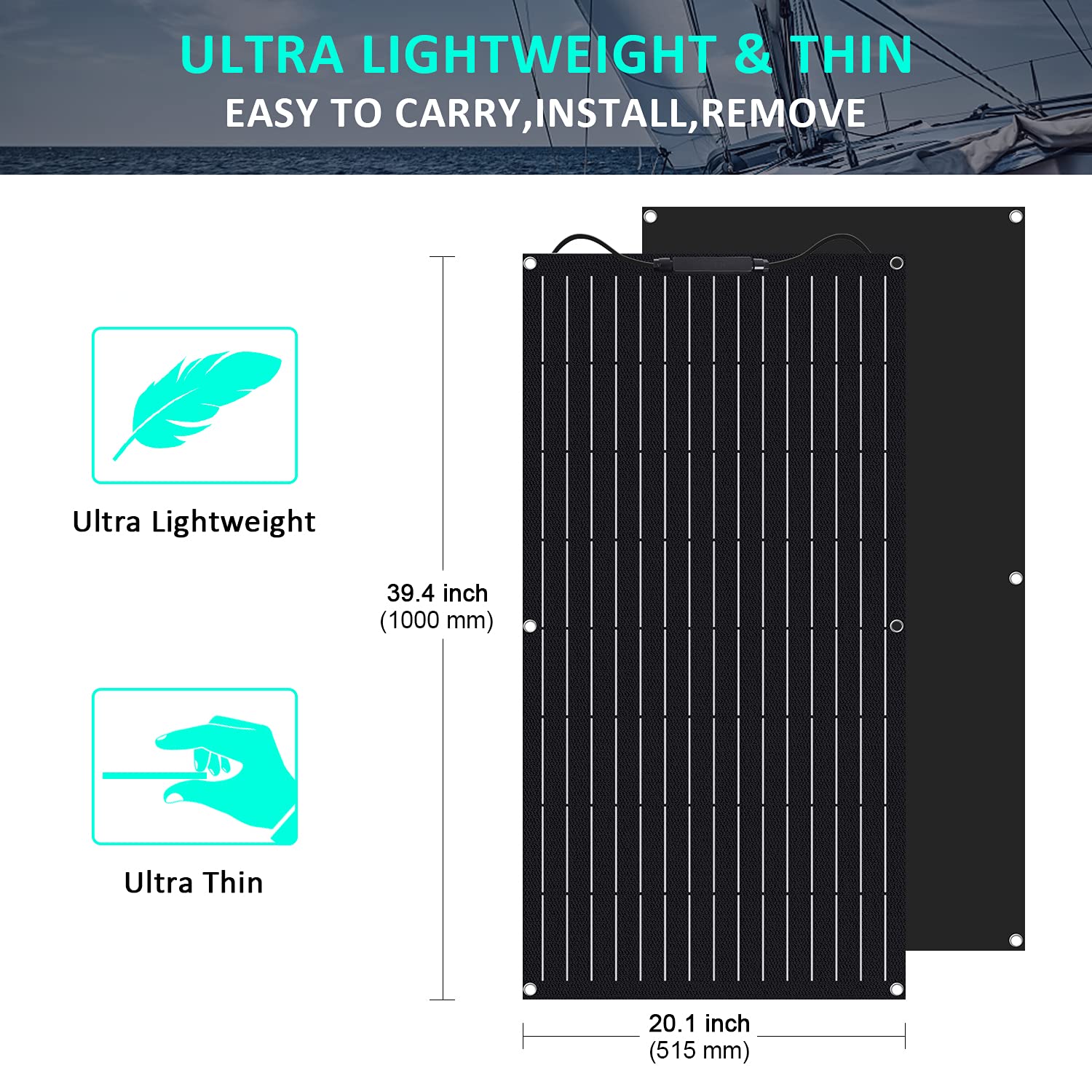 100W ETFE Flexible Monocrystalline Solar Panel Kit with 20A PWM LCD Charge Controller - Off-Grid Power for RV, Boat, Cabin, Van & Car - Perfect for Uneven Surfaces & Mobile Applications