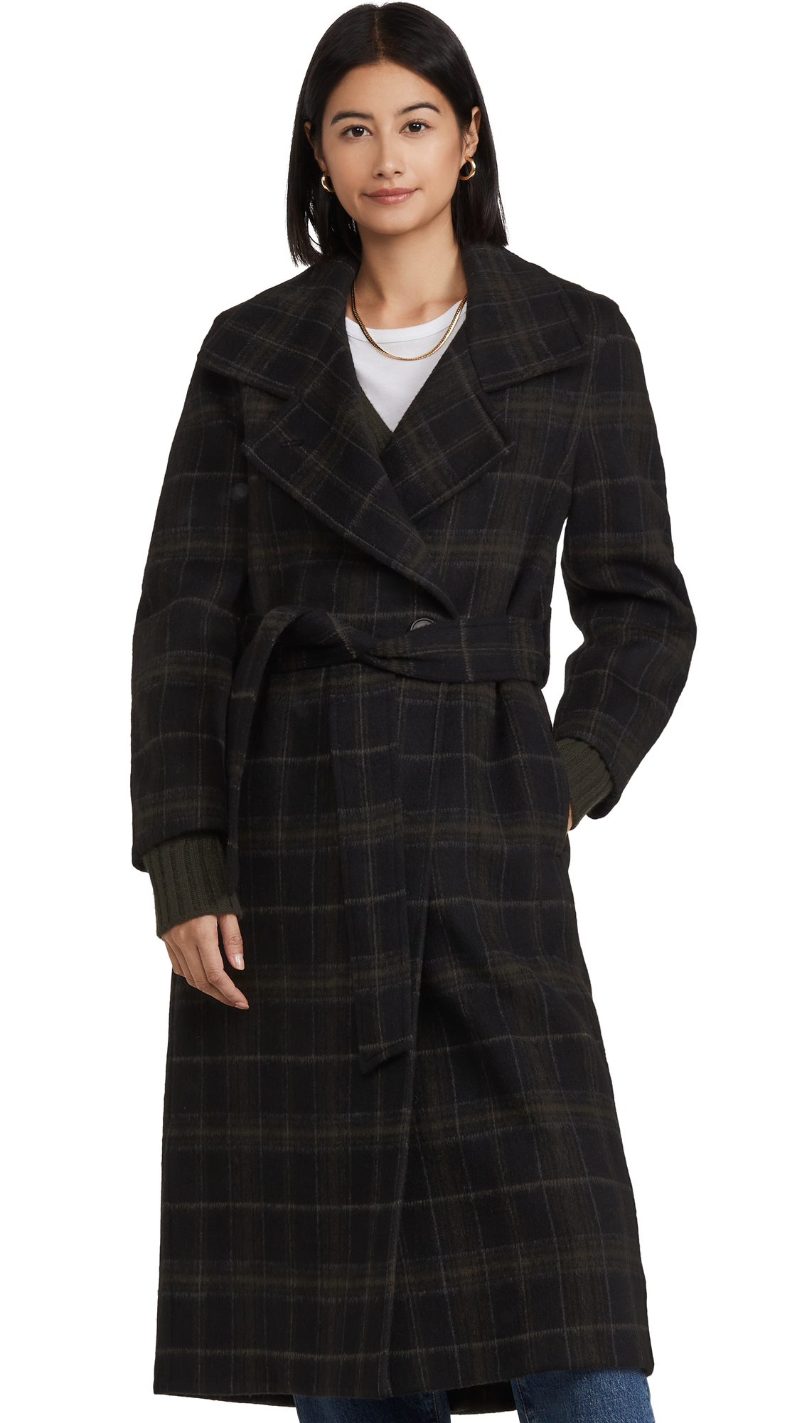 Vince Women's Long Plaid Coat - Classic Checkered Trench Coat for Fall & Winter | Perfect for Office, Dating & Outdoor Activities