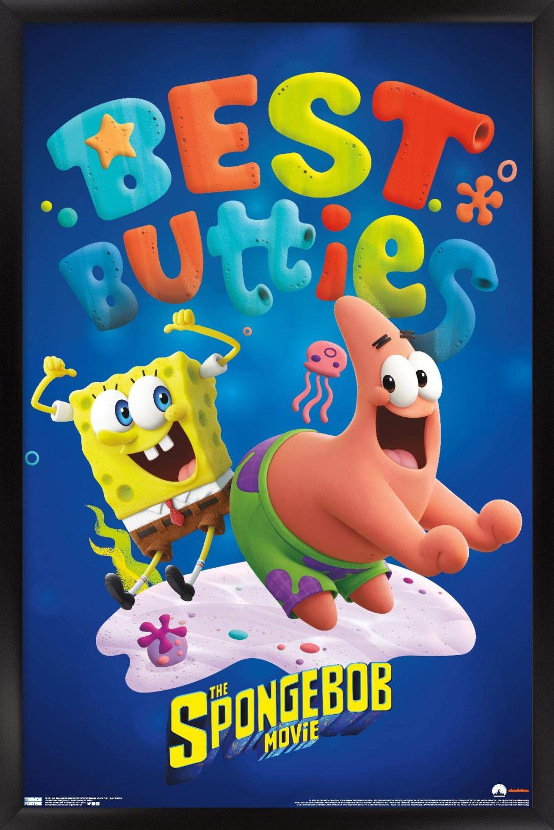 Trends International The SpongeBob Movie: Sponge On The Run Wall Poster - 14.725 x 22.375 Inches Black Framed Art Print - Perfect for Kids' Room Decor, Classroom, or Office Wall Art