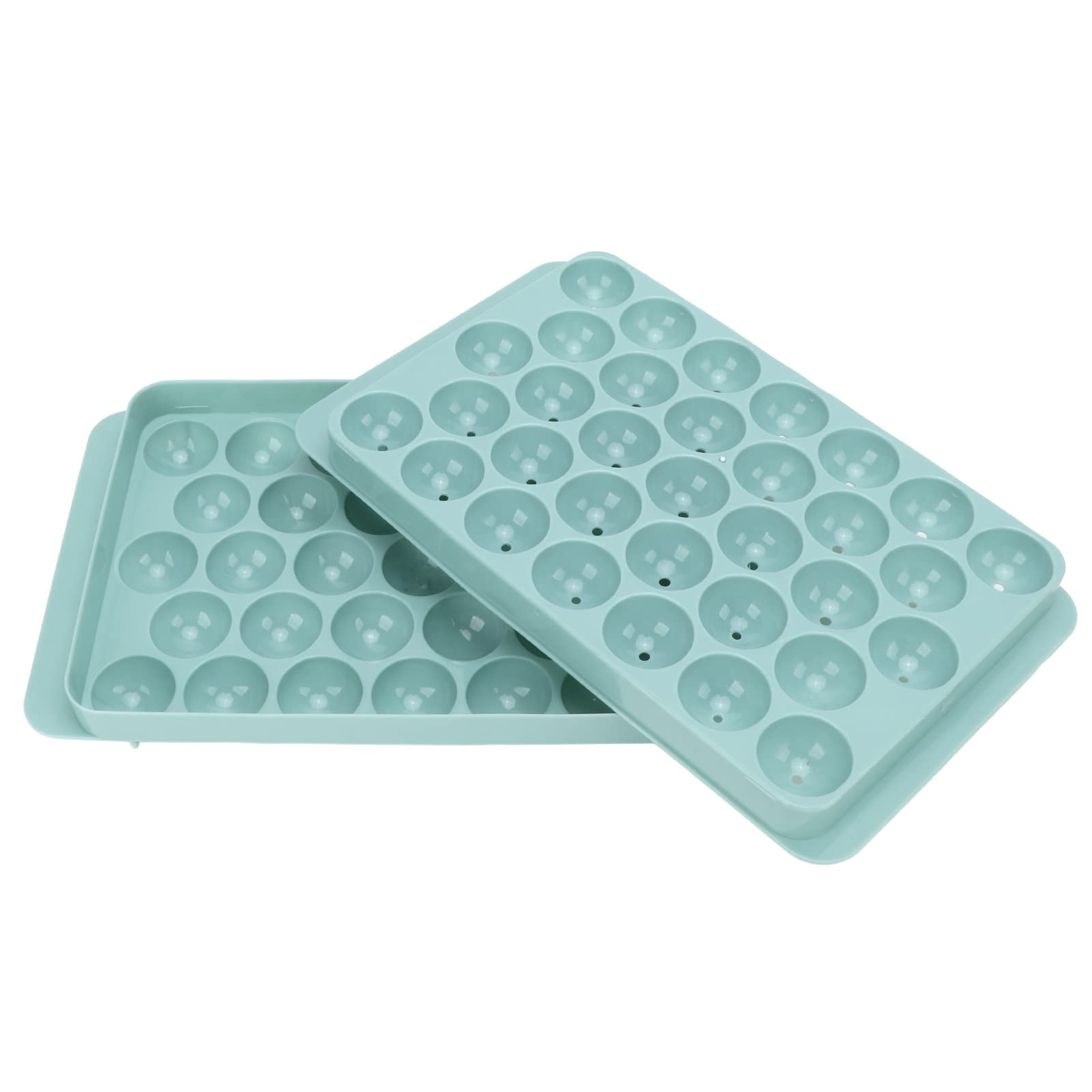 33 Grid Round Ice Cube Tray with Lid - Reusable Silicone Ice Ball Maker Mold for Cocktails, Whiskey & Beverages - Perfect for Refrigerator, Office & Home Bar (Blue)
