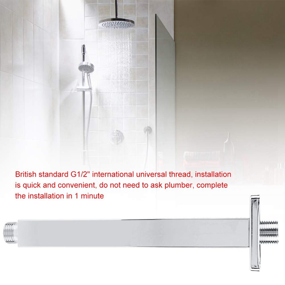 TOPINCN 10-Inch Stainless Steel Shower Arm Extension - Wall Mount Ceiling Shower Pipe for Bathroom, Long Shower Head Extension Arm - Perfect for Modern Bathroom Renovations & Spa-Like Shower Experiences