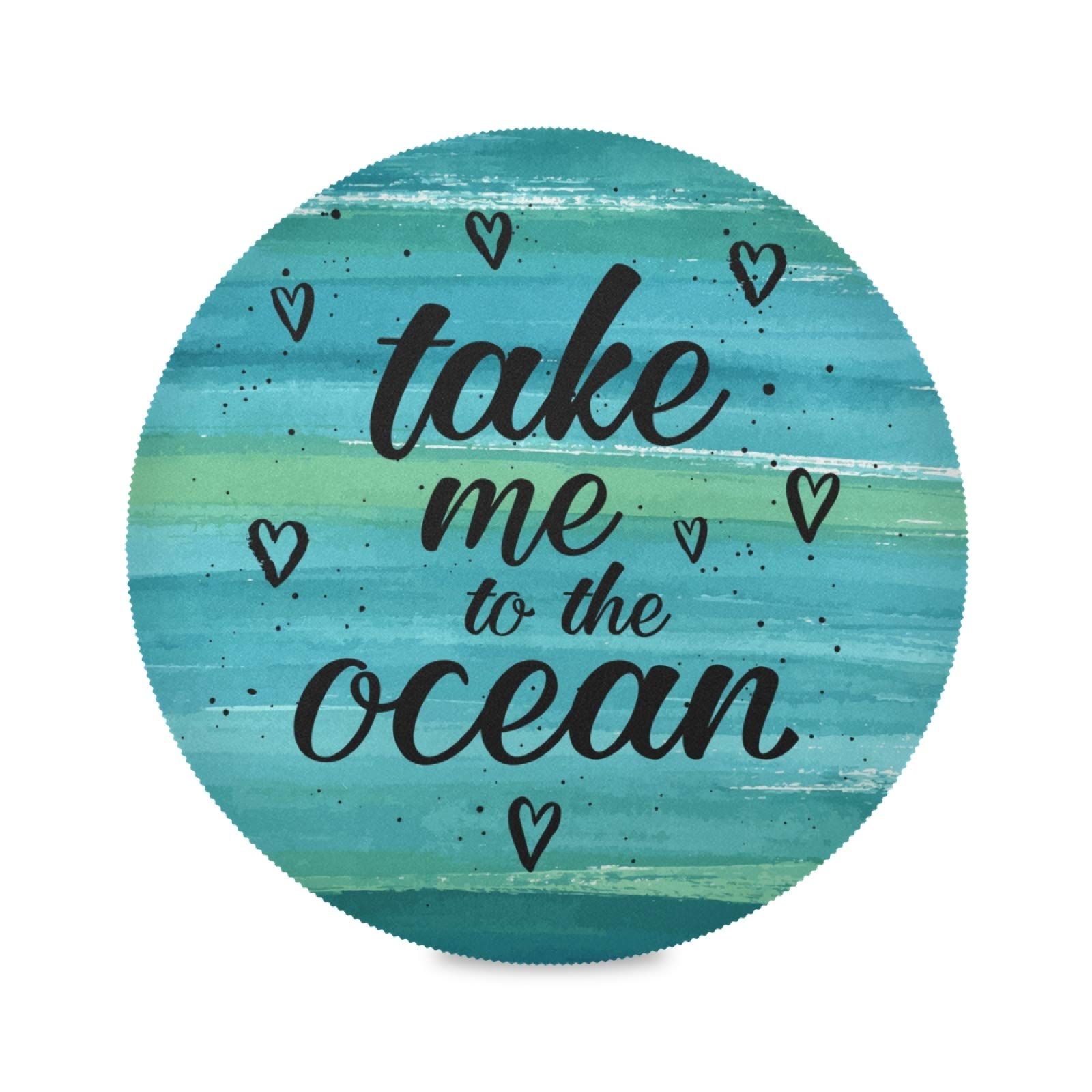 ALAZA Ocean Quote Teal Turquoise Blue Round Placemats Set of 6 - Waterproof Dining Table Mats for Kitchen, Home Decor & Holiday Table Settings - Perfect for Dinner Parties, Family Gatherings & Festive Decorations