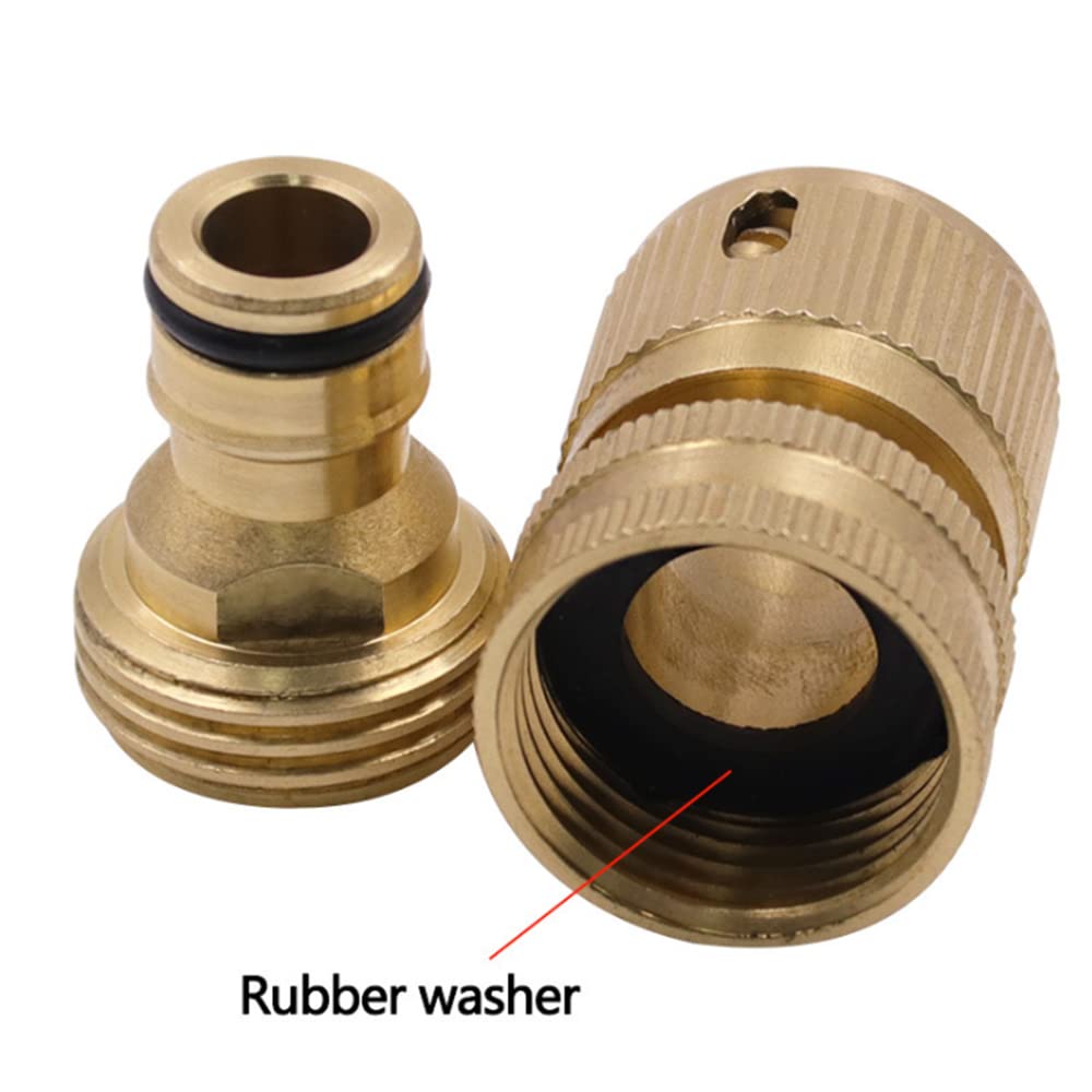 3/4 Inch Brass Quick Connect Hose Fittings - Male & Female Garden Water Pipe Connectors (6-Piece Set) for Irrigation, Sprinkler Systems & Outdoor Watering
