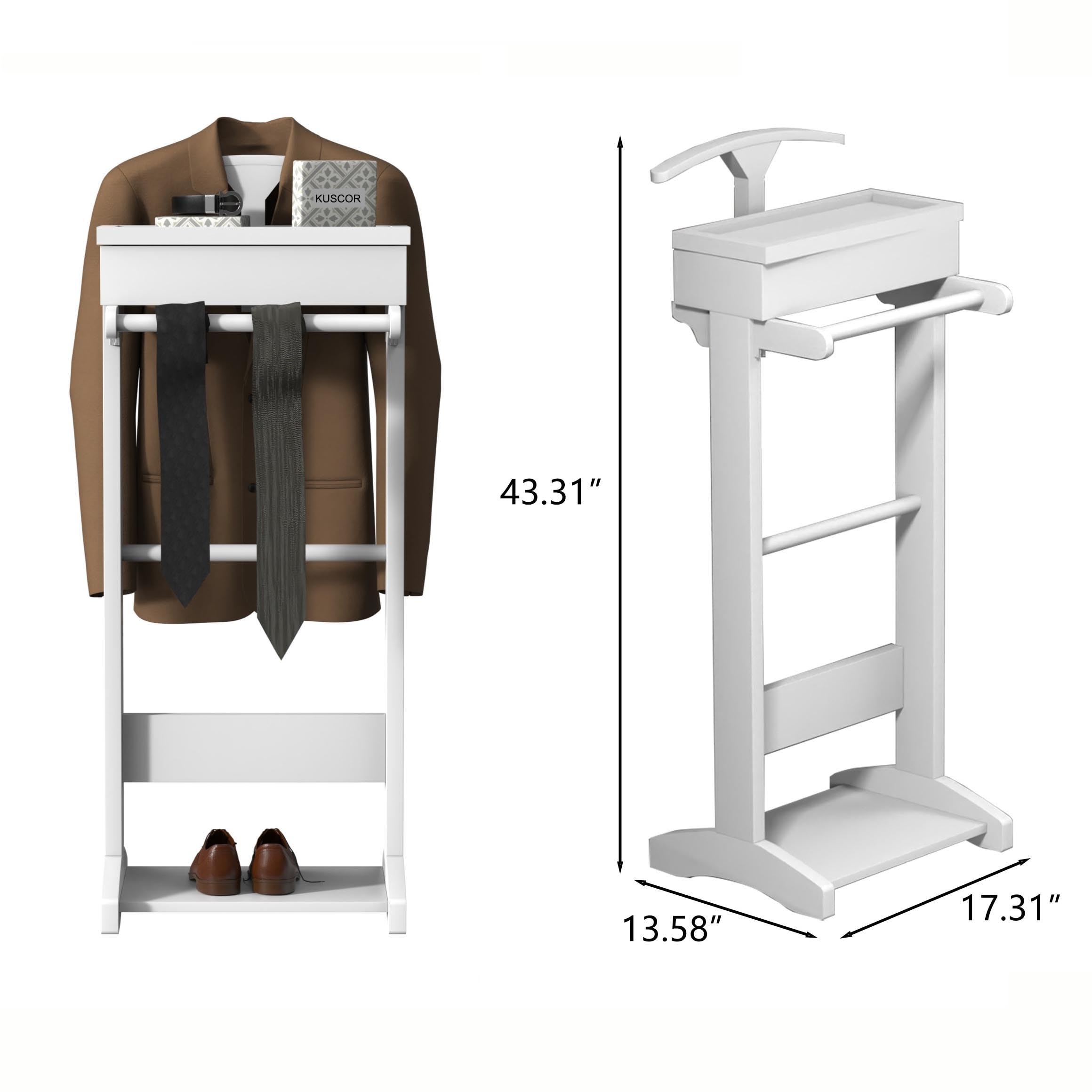 Valet Stand for Clothes with Drawer & Trouser Bar - Wooden Wardrobe Organizer with Belt Storage for Men & Women - Perfect for Bedroom, Closet & Dressing Room Organization