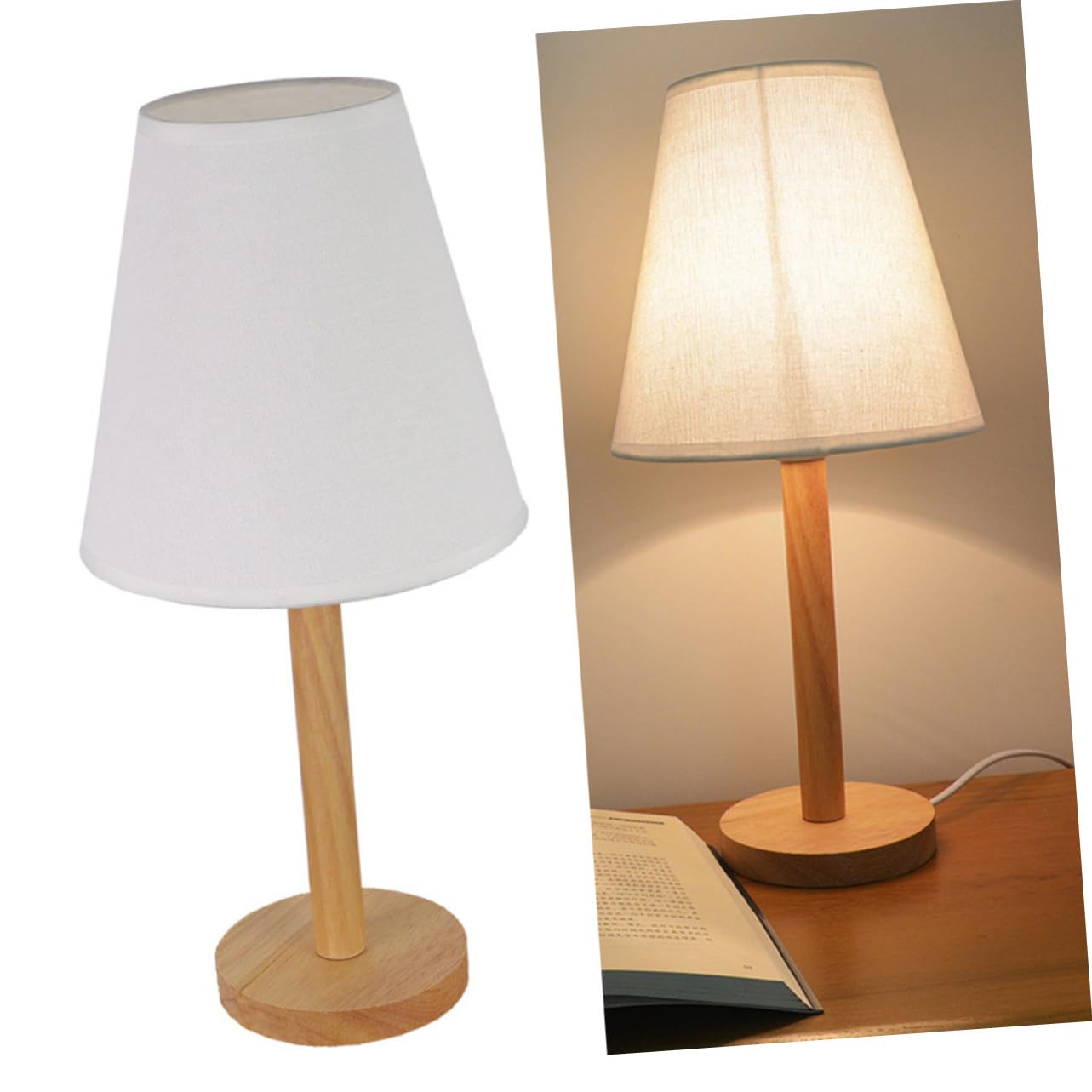 Wooden Nightstand Lamp with USB Port - Modern Bedside Table Lamp for Bedroom, Living Room, Office - Adjustable Brightness Touch Control LED Reading Light for Home Decor
