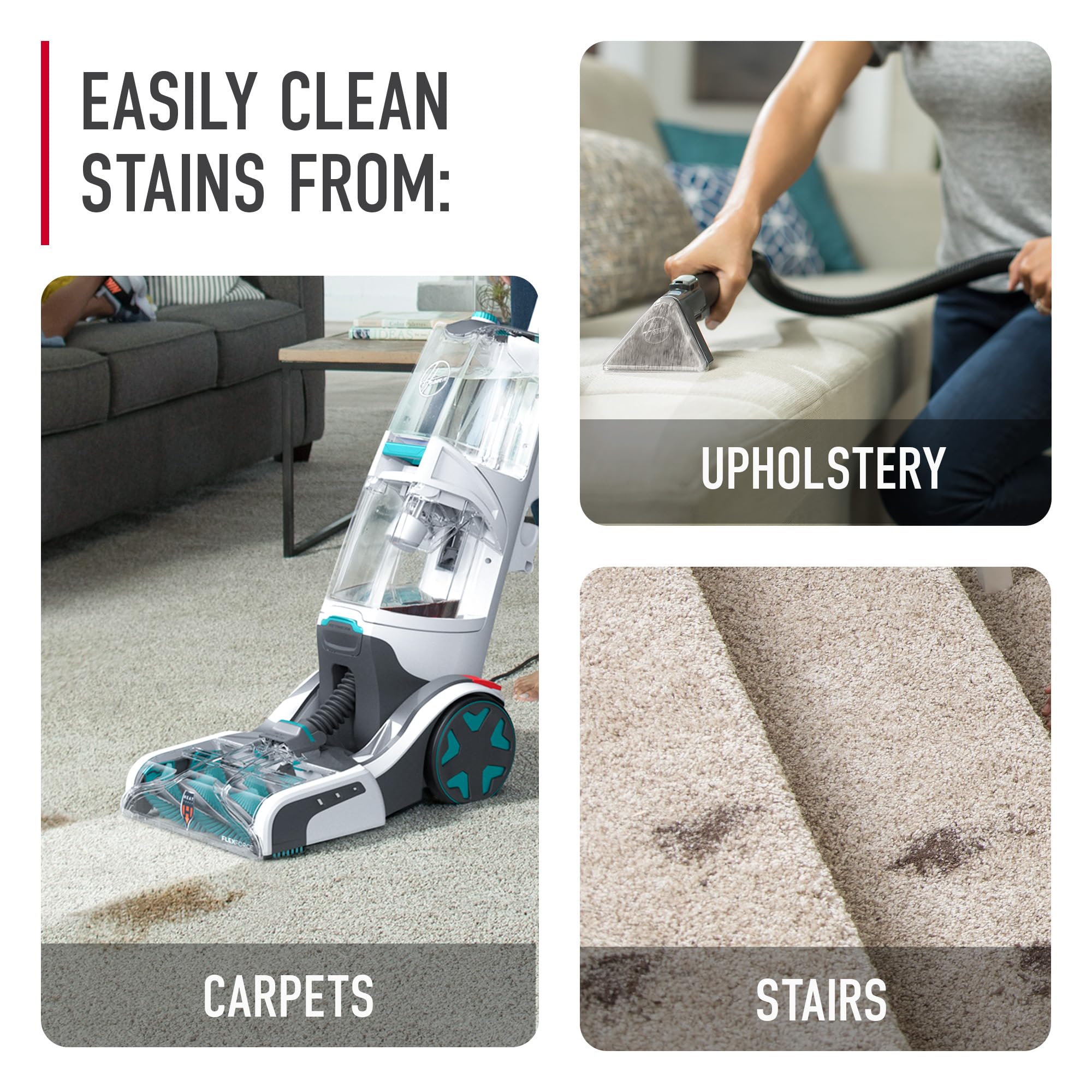 Hoover SmartWash+ Automatic Carpet Cleaner Machine with 64 oz Carpet Cleaning Solution - Deep Cleaning for Carpets & Upholstery - Perfect for Home, Office & Pet Stain Removal (Model FH52000 + AH31924)