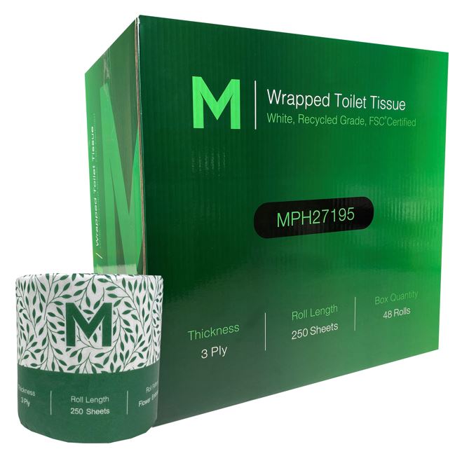 3-Ply 250 Sheets Eco-Friendly Recycled Toilet Paper, 48 Rolls Bulk Pack - Soft & Strong Bathroom Tissue for Home, Office & RV Use