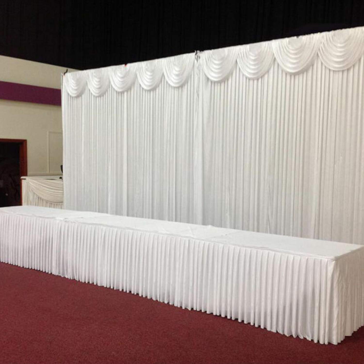MYOYAY Luxury Ice Silk Wedding Backdrop Curtains 10x10ft - Elegant Silk Fabric Drapes for Wedding Ceremony, Party, Birthday & Home Decor - White | Perfect for Stage Decor, Window Treatments & Event Backdrops