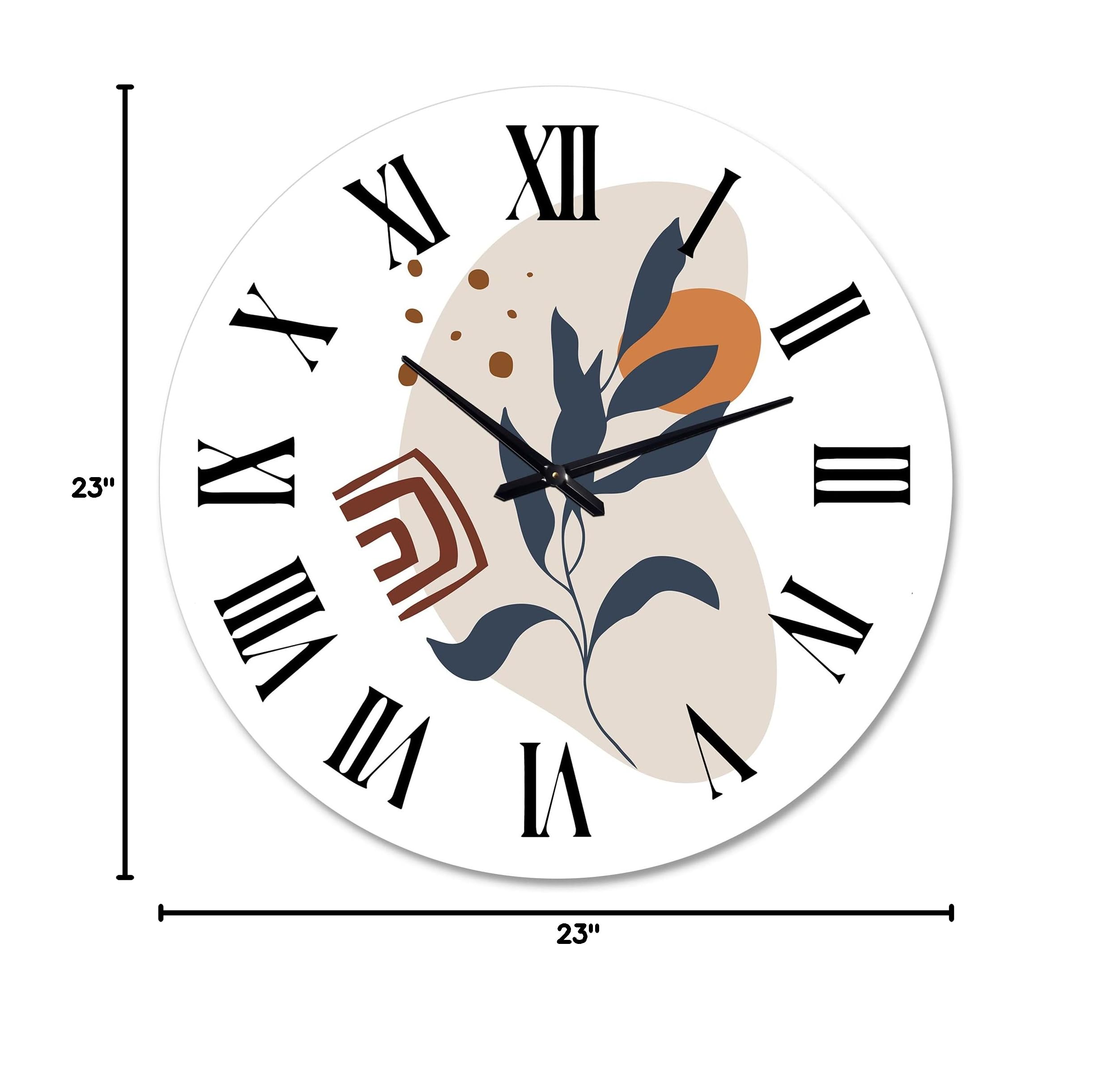 DesignQ Modern Abstract Floral Wall Clock - Minimalist Large Wall Art for Living Room, Bedroom & Office Decor | Perfect for Home, Office & Gift Giving
