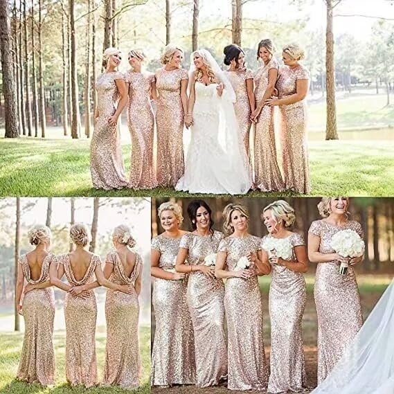 MisShow Women's Gold Sequin Mermaid Prom Dress - Elegant Long Evening Gown for Bridesmaid, Formal Cocktail Party & Special Occasions | Perfect for Weddings, Galas & Red Carpet Events