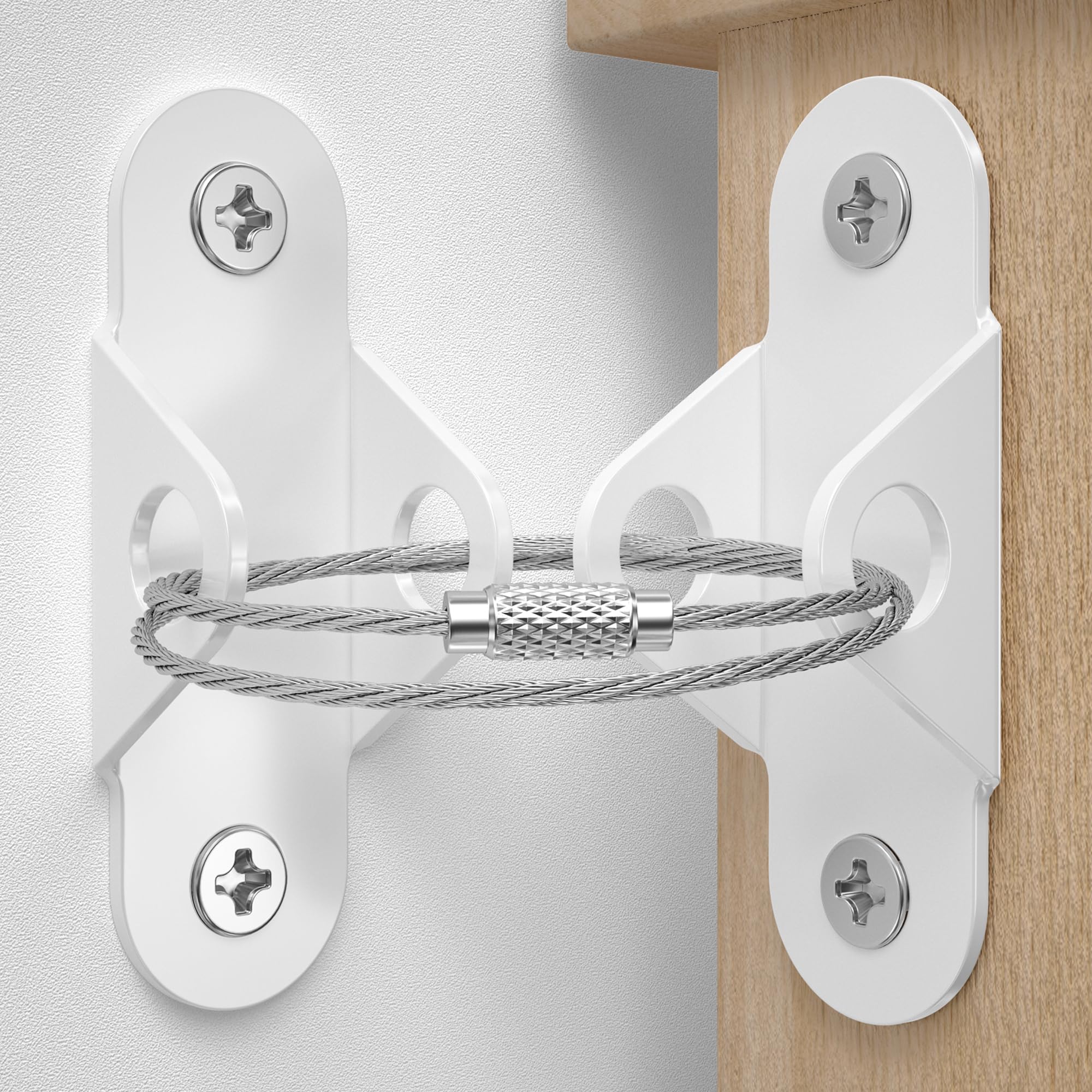 EastLink 10-Pack Baby Proofing Furniture Anchors - 400 LBS Heavy Duty Anti-Tip Straps for Earthquake & Child Safety - Metal Wall Anchors for Dressers, Bookshelves, TV Stands (White) - Perfect for Nursery, Living Room & Pet Safety