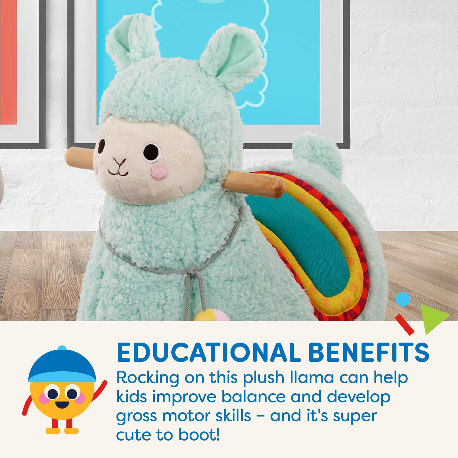 Battat Wooden Llama Rocking Toy - Plush Ride-On Rocker for Toddlers 12+ Months - Sturdy & Durable Active Play Toy for Kids - Perfect for Indoor Playrooms, Nursery Decor & Toddler Gift Ideas
