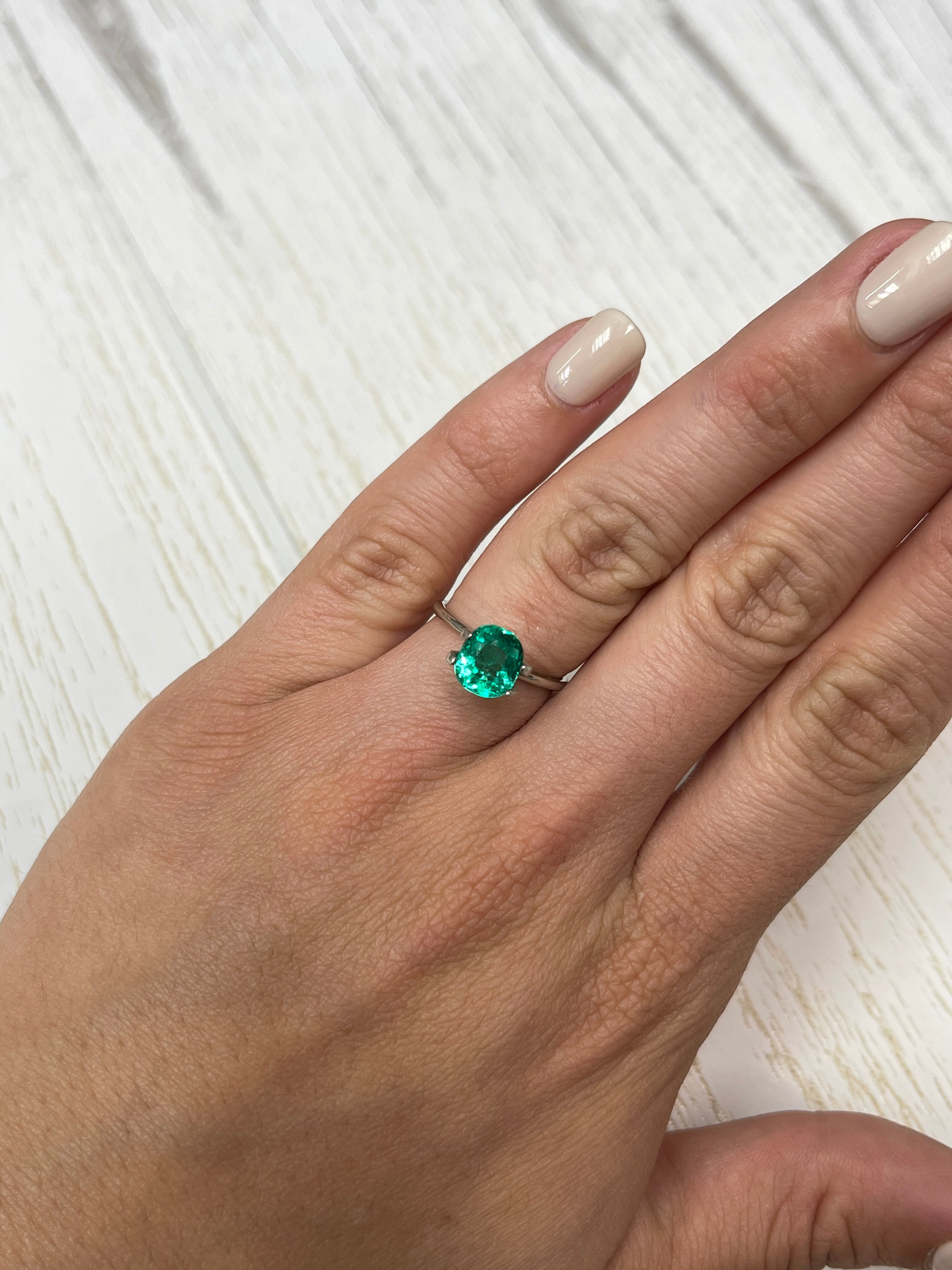 2.0 Carat Bluish Green Natural Loose Colombian Emerald - Elongated Cushion Cut Gemstone for Jewelry Making & Engagement Rings