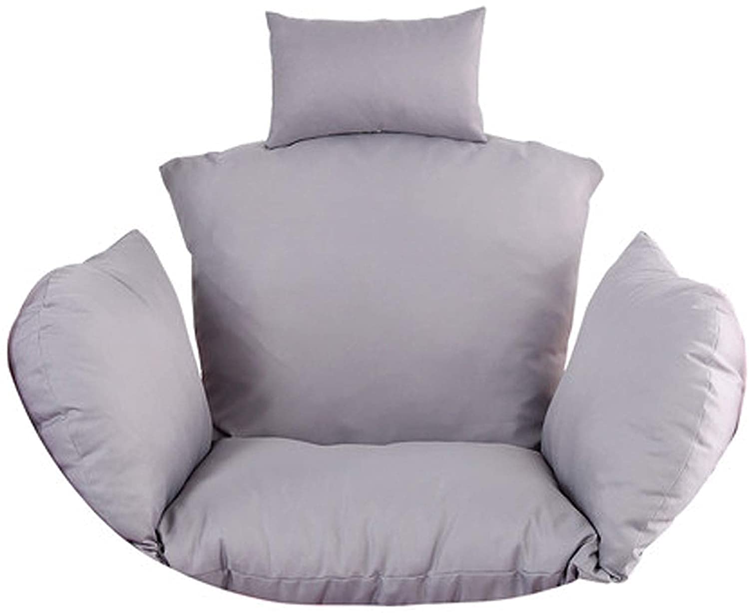 ZZAI Egg Chair Cushion Replacement - Thickened Washable Outdoor Hanging Swing Seat Cushion with Headrest & Armrests - Grey - Perfect for Patio, Garden, Balcony & Hammock Relaxation