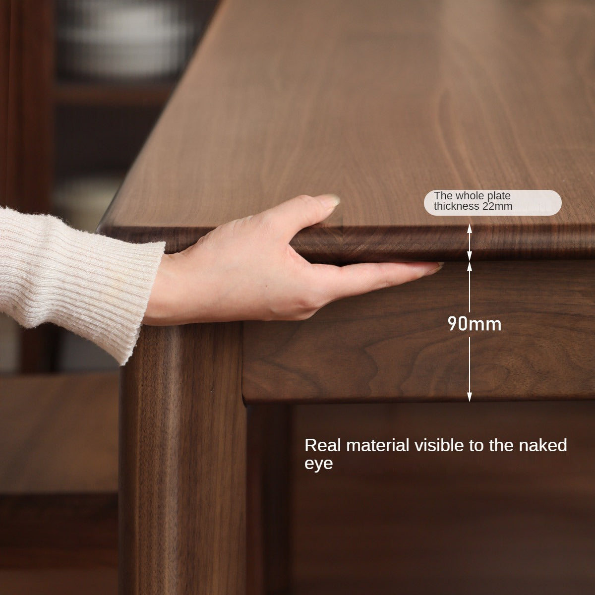 Premium Black Walnut Solid Wood Modern Rectangular Dining Table - Stylish & Durable for Kitchen, Dining Room, or Office Workspace