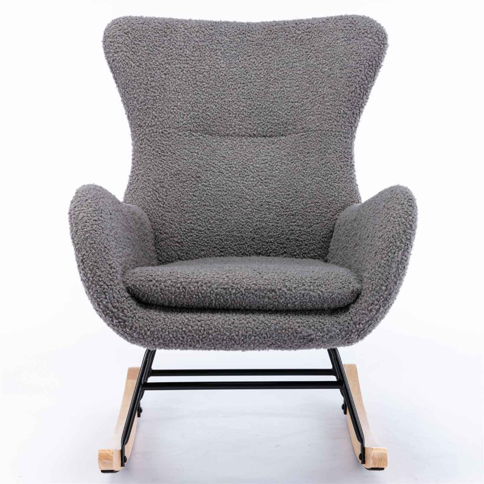 Modern High Back Rocking Chair - Comfortable Lounge Armchair for Living Room, Bedroom & Nursery - Perfect for Relaxing, Nursing & Reading