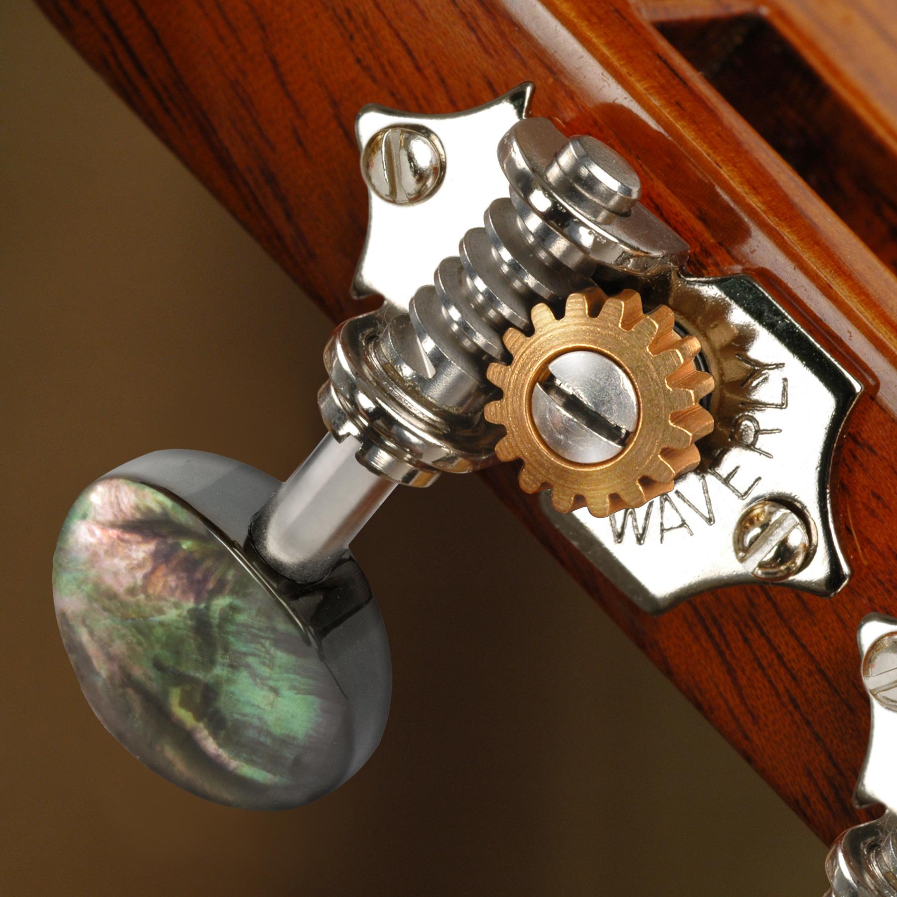 Waverly Guitar Tuners with Black Pearl Knobs for Slotted Pegheads - Nickel Plated 3L/3R Set - Premium Vintage-Style Tuning Machines for Acoustic & Classical Guitars - Perfect for Luthiers & Musicians