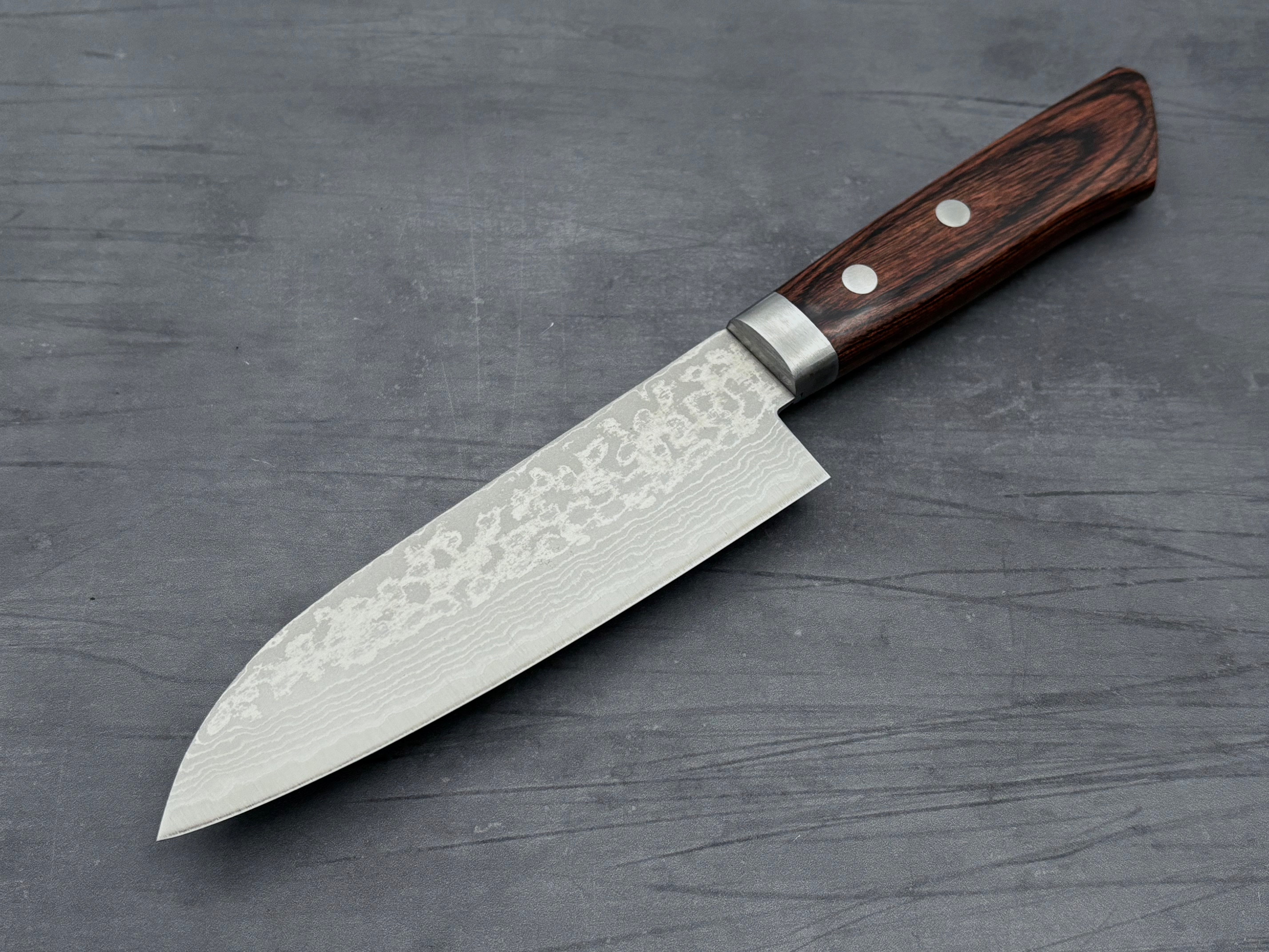 Masutani Hamono V10 Damascus Ko Santoku Knife - High Carbon Steel Japanese Chef Knife for Precision Cutting - Perfect for Slicing, Dicing, and Chopping Vegetables, Fruits, and Meat