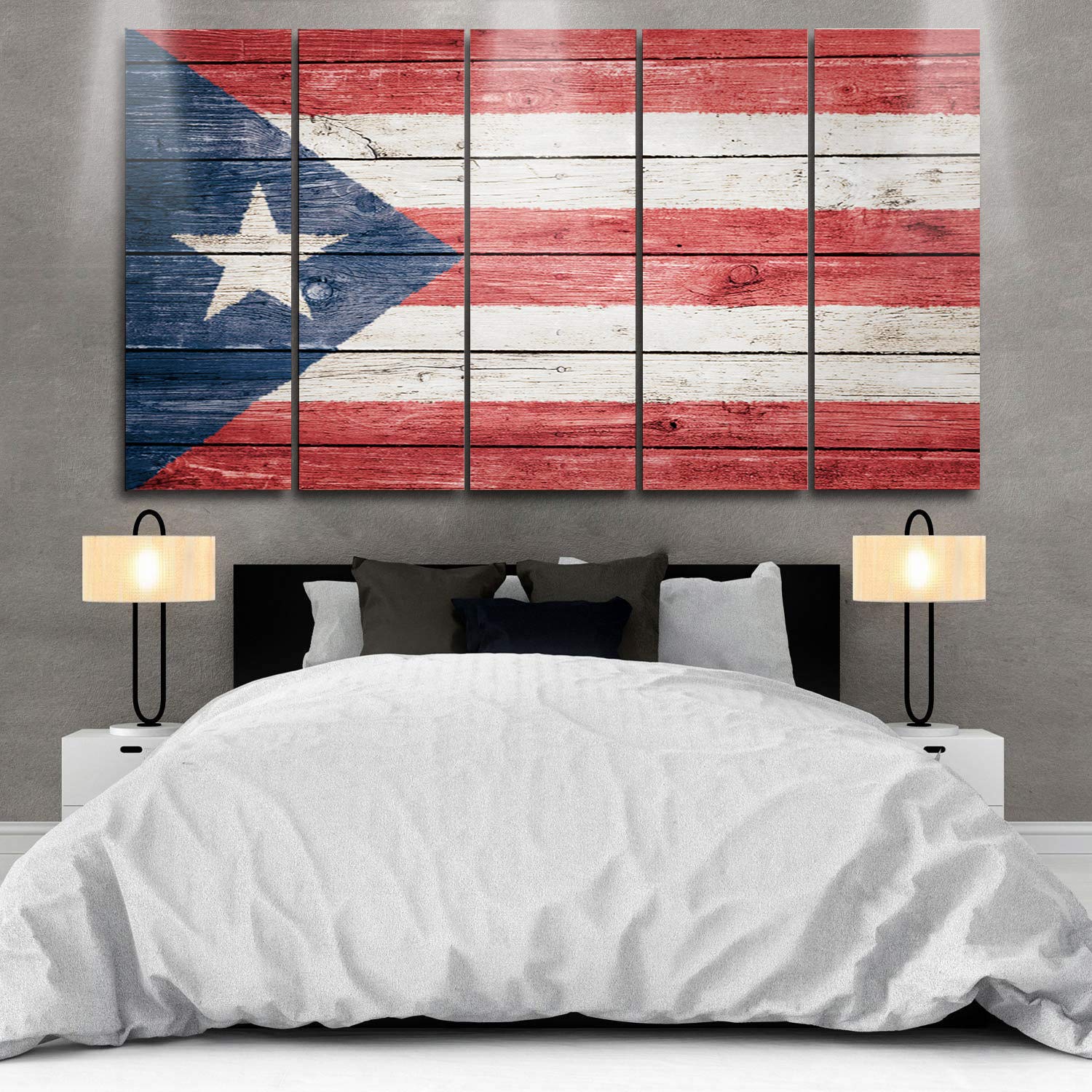 Chucoco Oil Paintings on Canvas - Puerto Rico National Flag Abstract Wall Art, Framed Ready to Hang - Perfect for Living Room, Kitchen, Bedroom & Office Decor | Handmade Canvas Artwork for Home & Gift