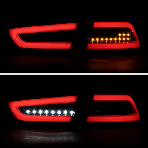 Smoke Lens Gloss Black Housing LED Tail Lights for Mitsubishi Lancer 2008-2017 & Lancer Evolution 2008-2015 - Neon Light Bar, Durable Bezel - Upgrade Your Car's Rear Lighting for Night Driving & Custom Style