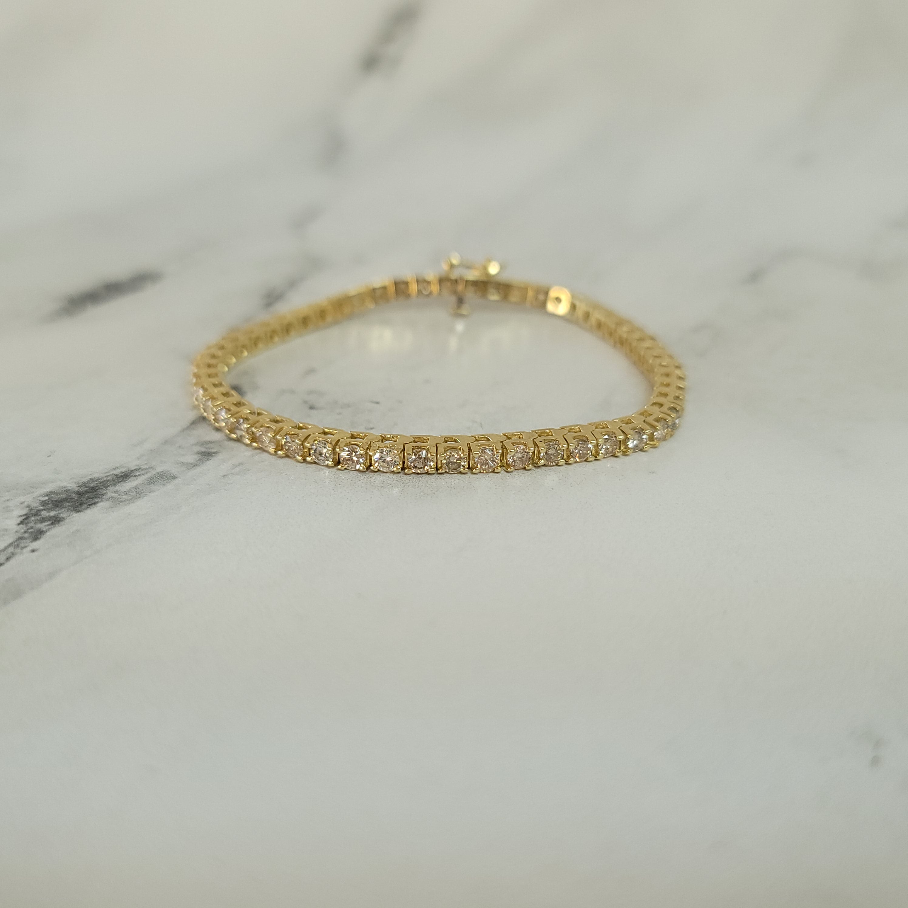 5 Carat Classic Diamond Tennis Bracelet in 14k Yellow Gold - Elegant Jewelry for Women, Perfect for Weddings, Anniversaries & Special Occasions