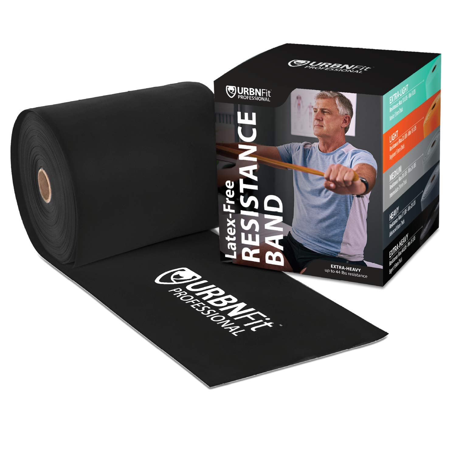 URBNFit Professional Resistance Bands - 25 Yards (75ft) Latex-Free Elastic Exercise Bands for Physical Therapy, Yoga, Pilates & Home Workouts - Ideal for Strength Training, Stretching & Rehabilitation