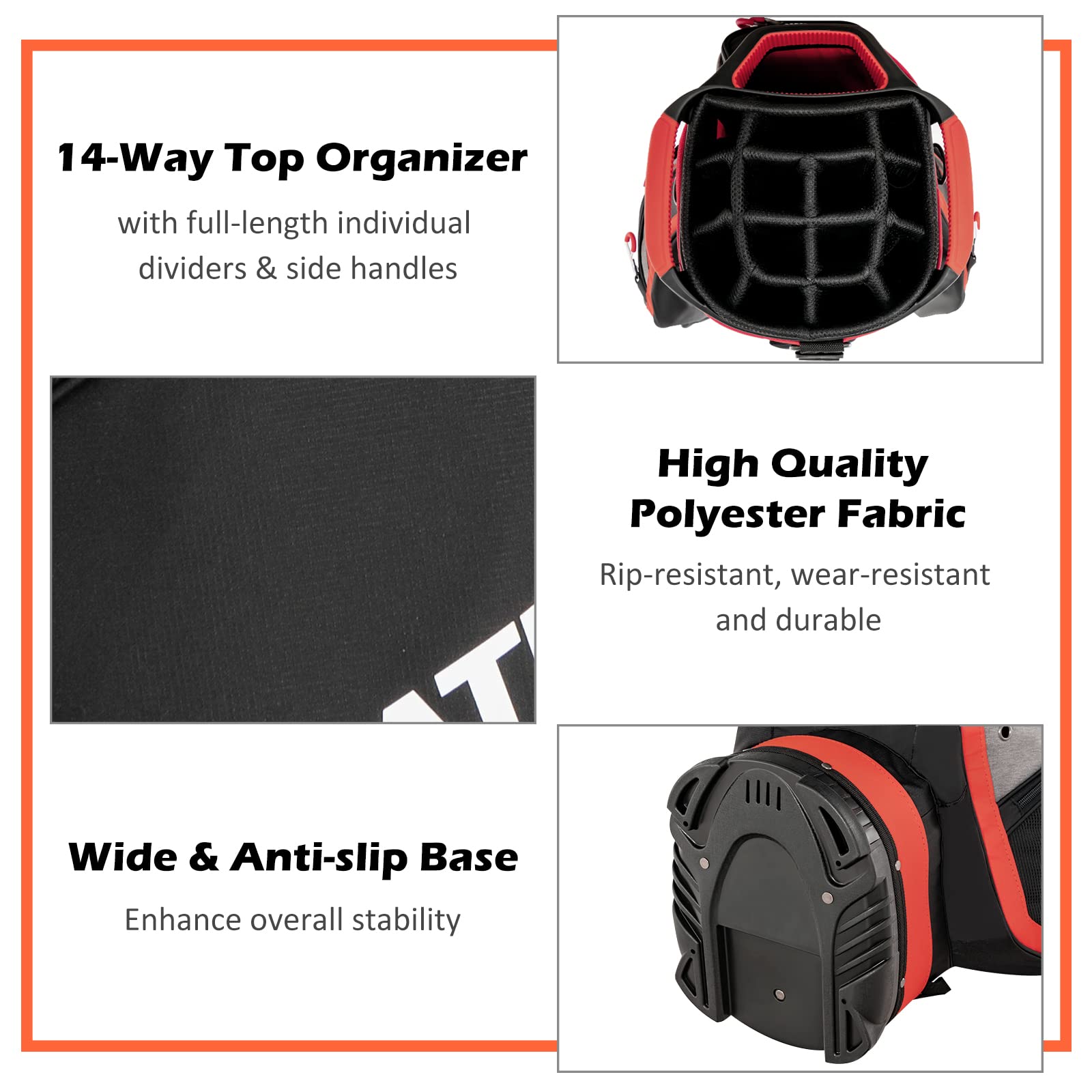 Tangkula Premium Golf Cart Bag with 14-Way Divider - Durable, Water-Resistant & Lightweight Golf Stand Bag for Men & Women - Perfect for Golf Courses, Driving Range & Outdoor Sports