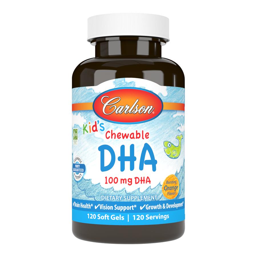 Carlson Labs Kid's Chewable DHA Omega-3 Softgels - 60 Count for Brain & Eye Development - Perfect for Kids' Daily Nutrition & School Focus
