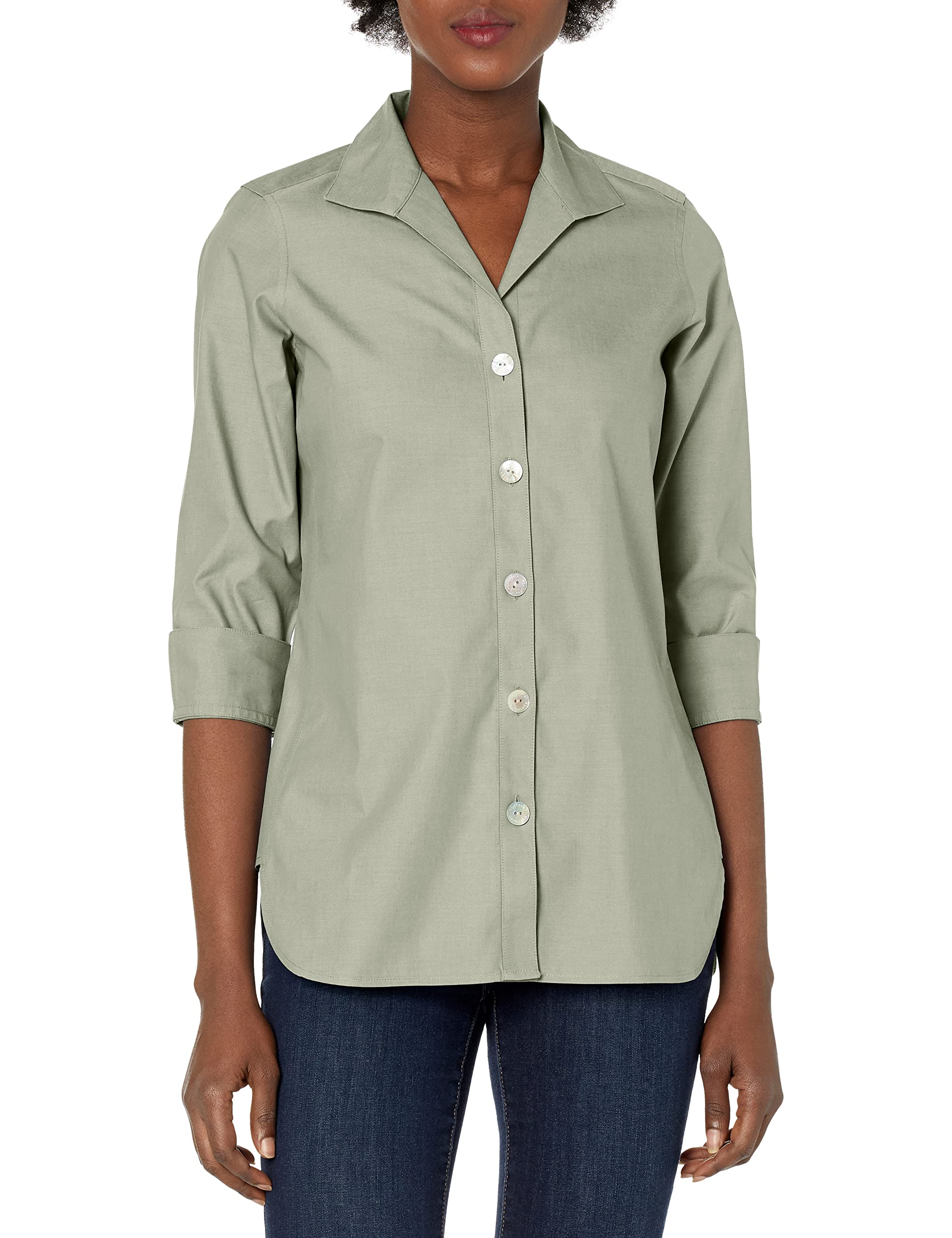 Foxcroft Women's Pandora Non-Iron 3/4 Sleeve Tunic Top - Wrinkle-Free Casual Blouse for Work & Everyday Wear