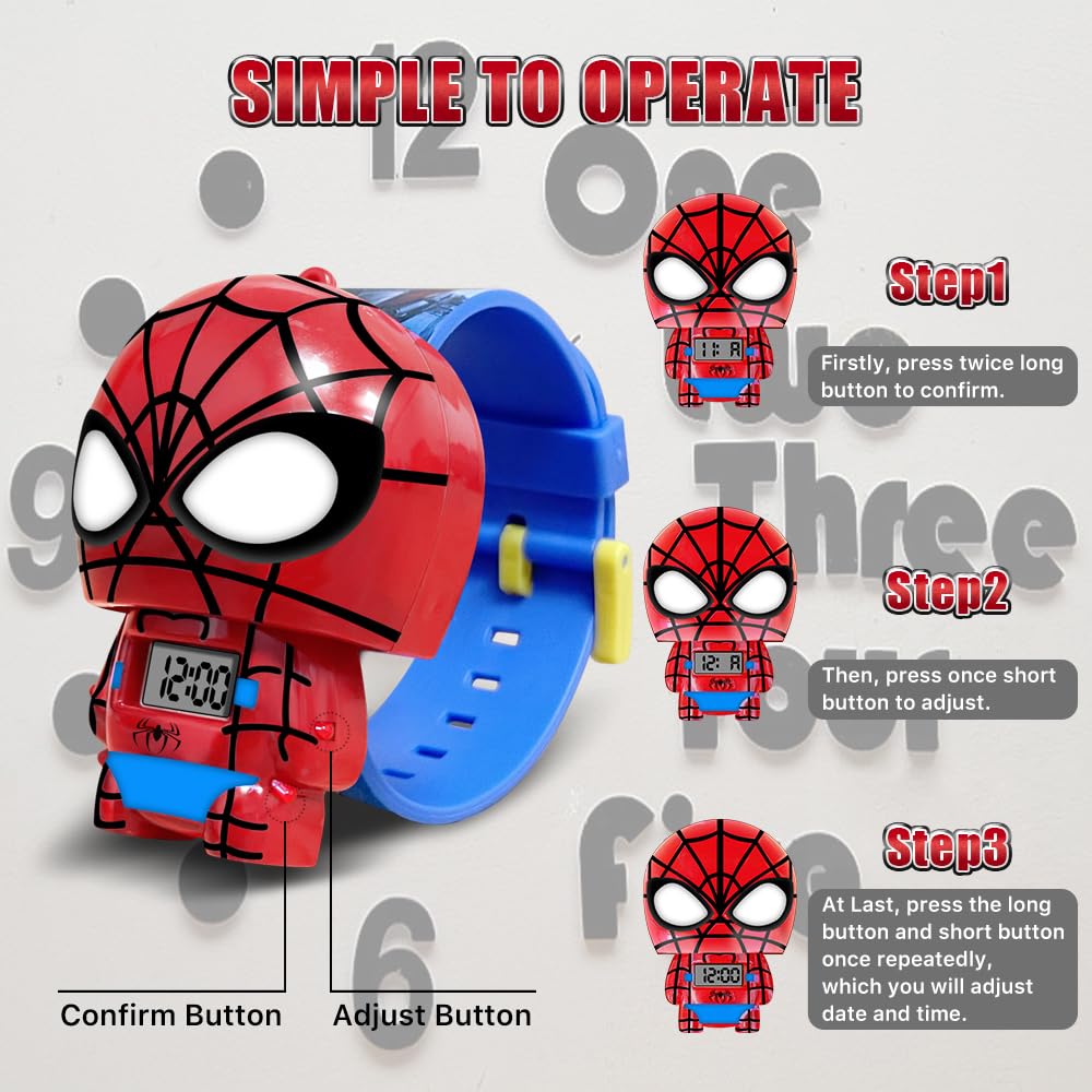 Superhero Kids Digital Watch - Waterproof Plastic Toy Watch for Boys & Girls, Birthday Christmas Easter Gifts - Perfect for School, Playtime & Outdoor Adventures
