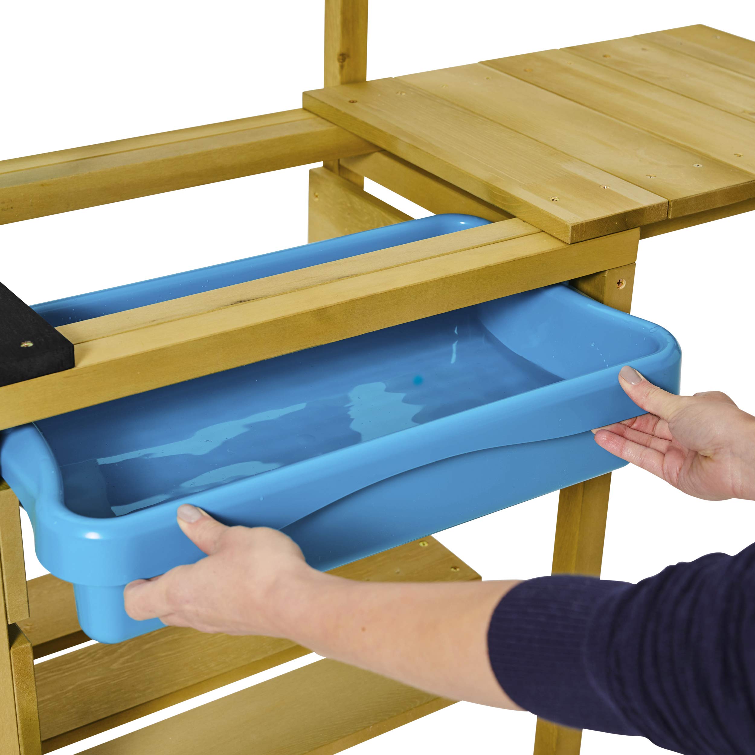 **TP Toys Deluxe Wooden Mud Kitchen for Kids Ages 3-8 - Outdoor Play Kitchen Set with Sand & Water Pan, Play Sink & Accessories - Pretend Play Toy for Backyard, Garden & Outdoor Fun**
