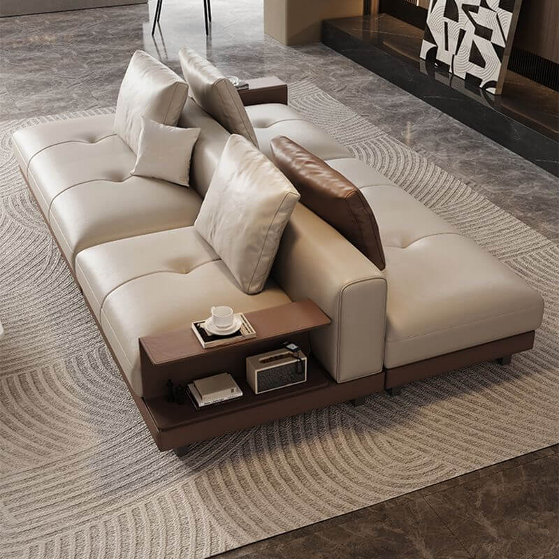 Ivory Standard Sofa with Arms - Comfortable Living Room Couch with 4/6/7 Pillow Options for Home, Office & Lounge Decor