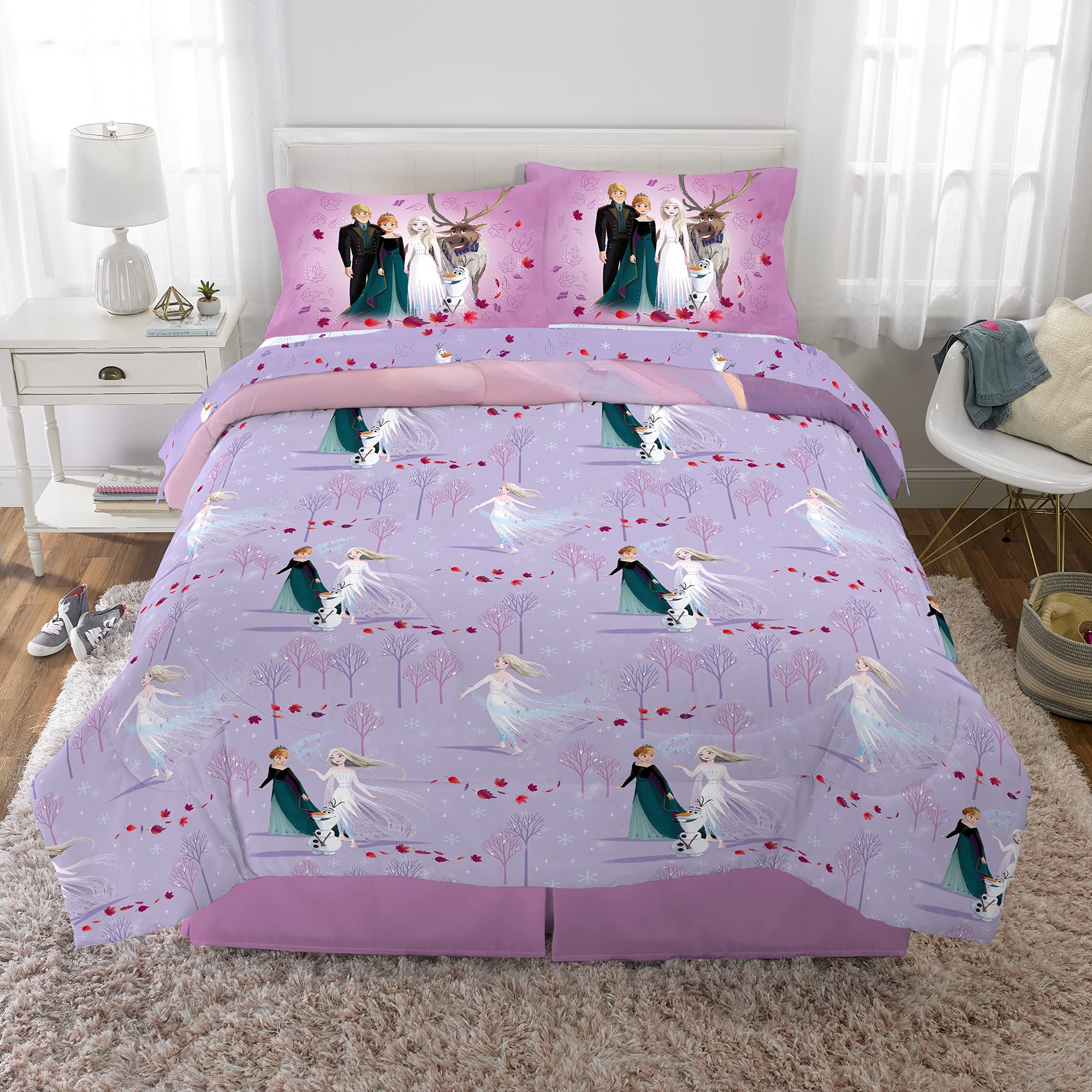 Disney Frozen 2 Kids Bedding Set - 5 Piece Full Size Super Soft Comforter & Sheet Set | Official Disney Licensed Product by Franco | Perfect for Kids' Bedroom, Sleepovers & Themed Rooms