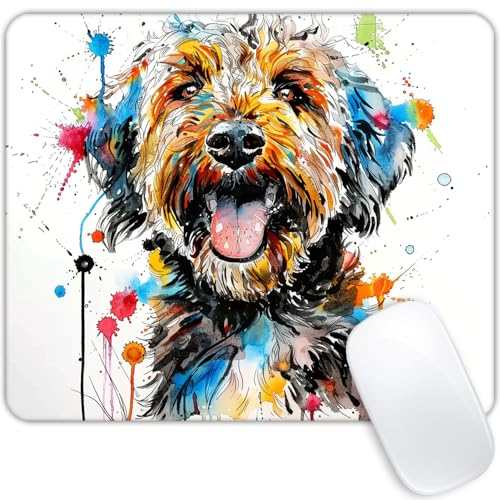 A dog with messy drawings