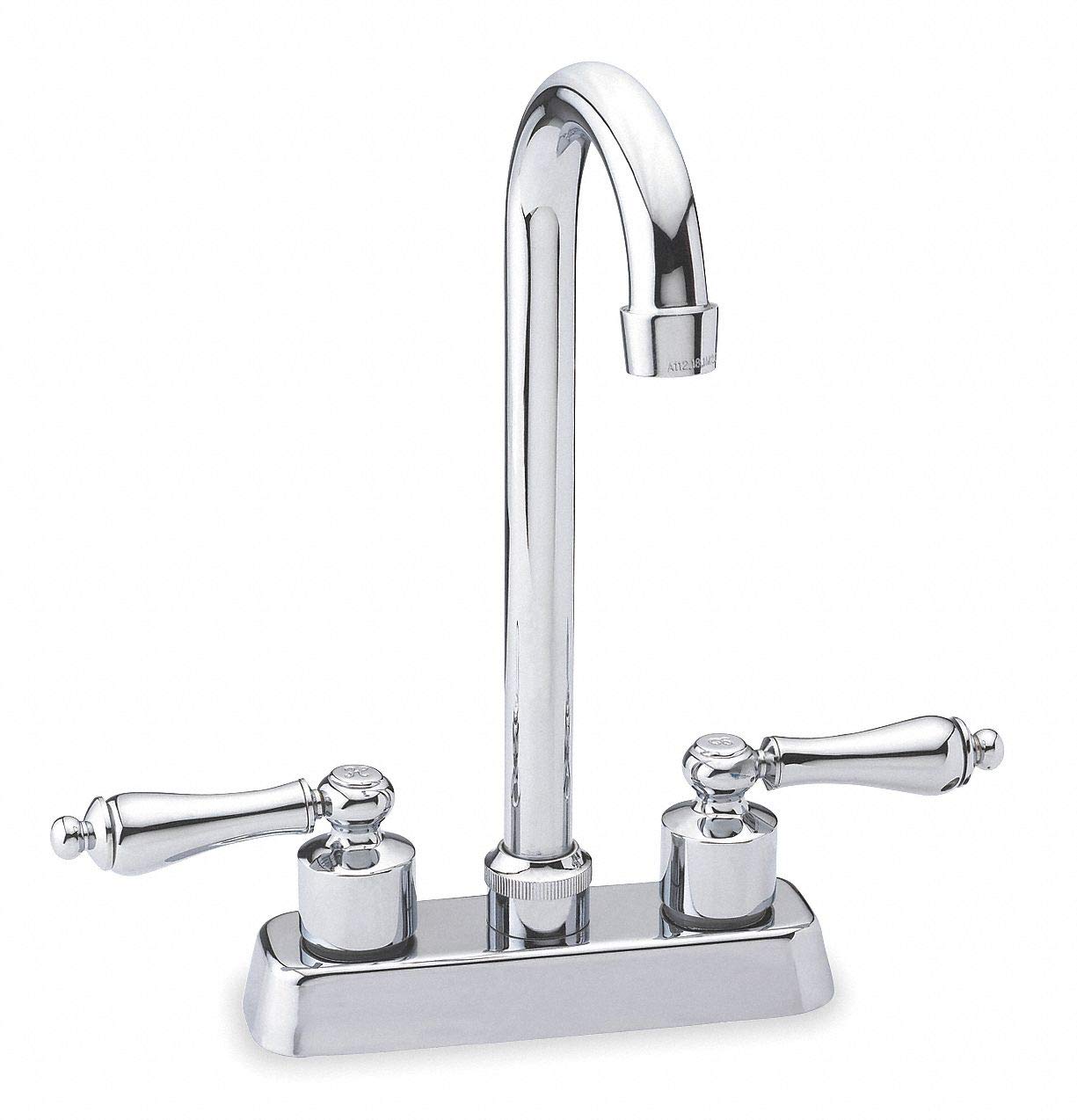 Trident Brass Gooseneck Kitchen Faucet - Manual Operation, 2 Handle Design (Model 5DJD6) - Perfect for Farmhouse & Vintage Style Kitchens