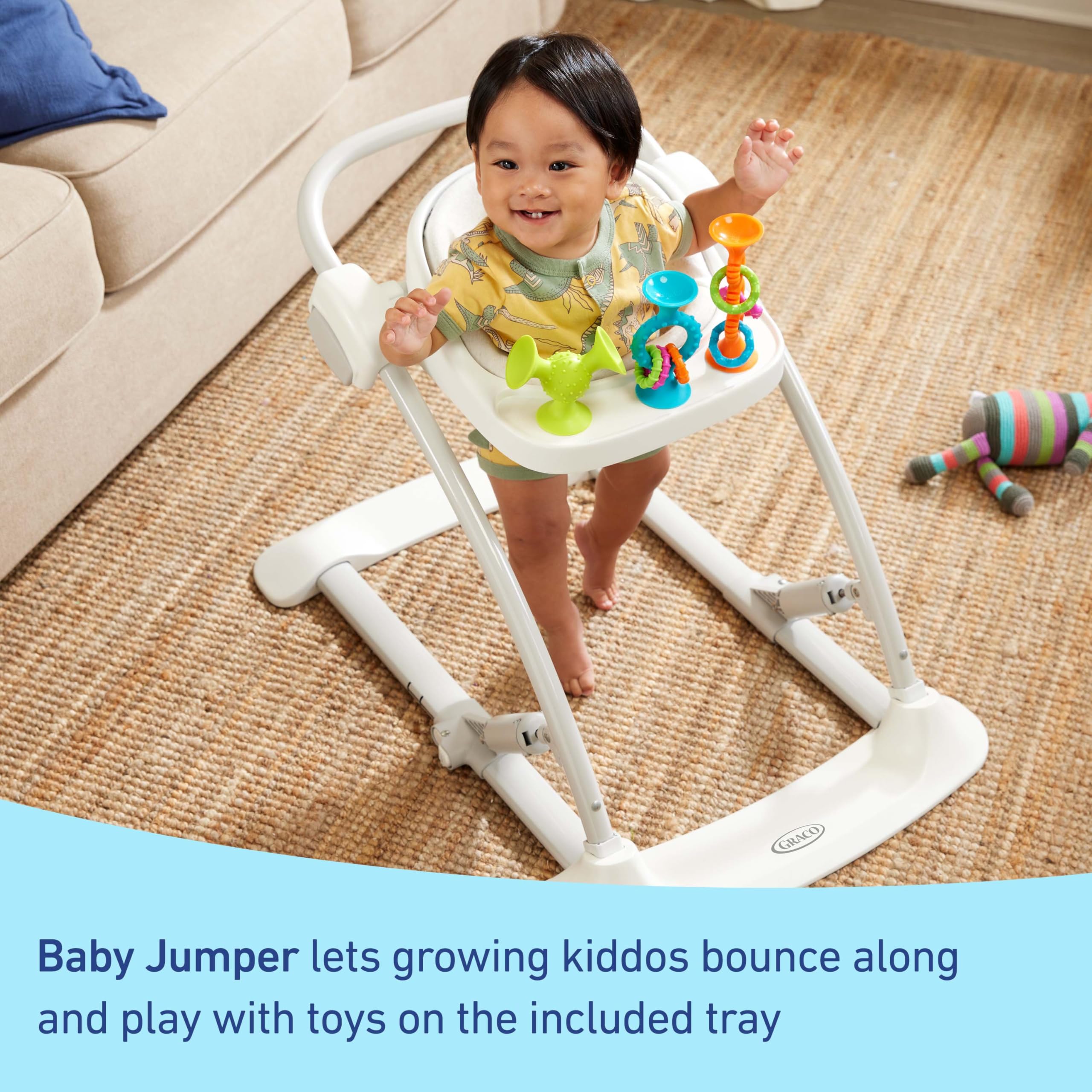 Graco Jumpstart 4-in-1 Adjustable Baby Bouncer & Jumper - Convertible Infant Swing, Floor Seat & Toddler Chair with Snack Tray (Lilac) - Perfect for Playtime, Feeding & Relaxation at Home or Daycare