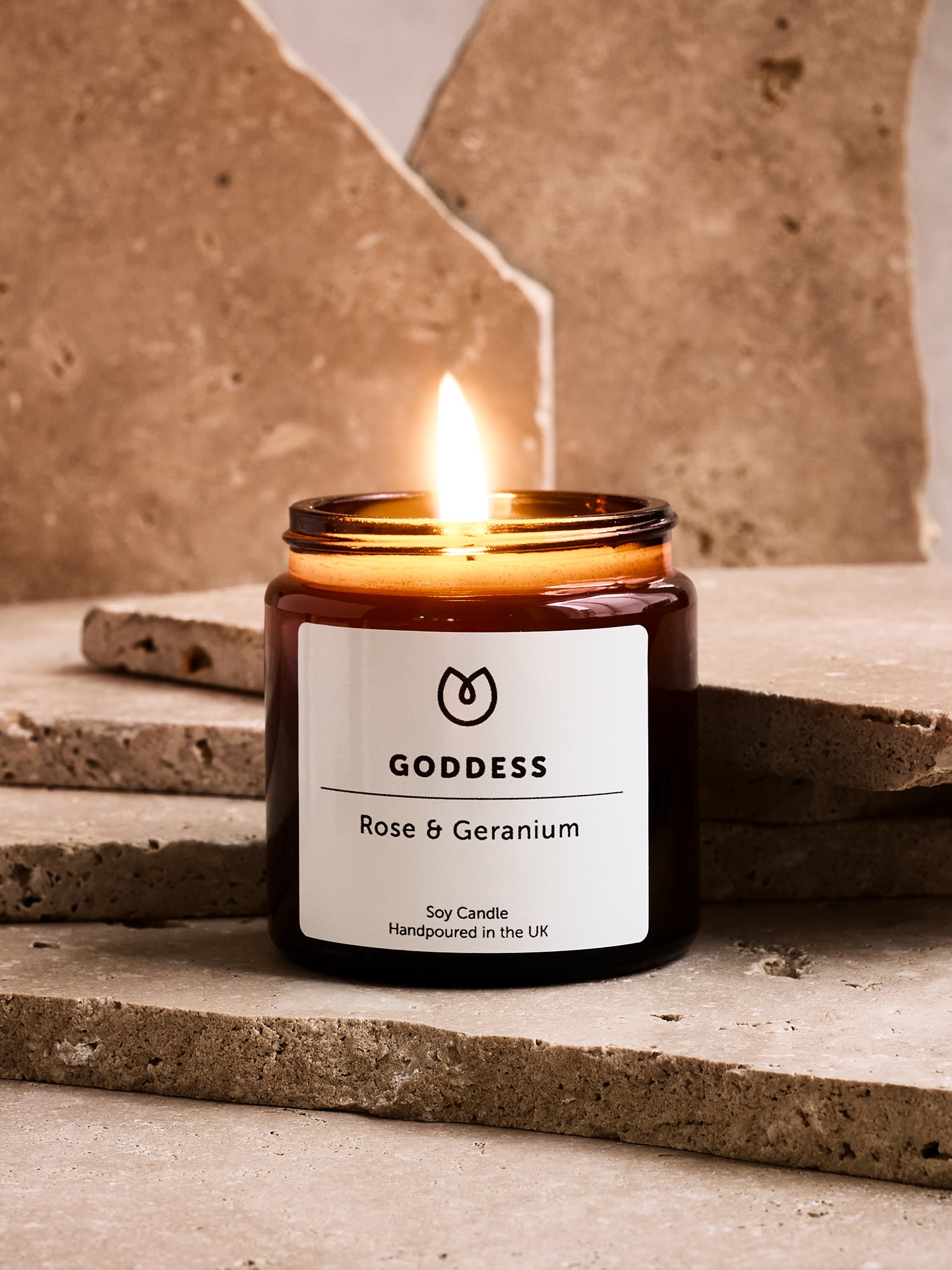 Yogamatters Goddess Candle - Rose & Geranium Scented Soy Wax Candle for Yoga, Meditation & Relaxation | Perfect for Home Spa, Bath & Bedroom