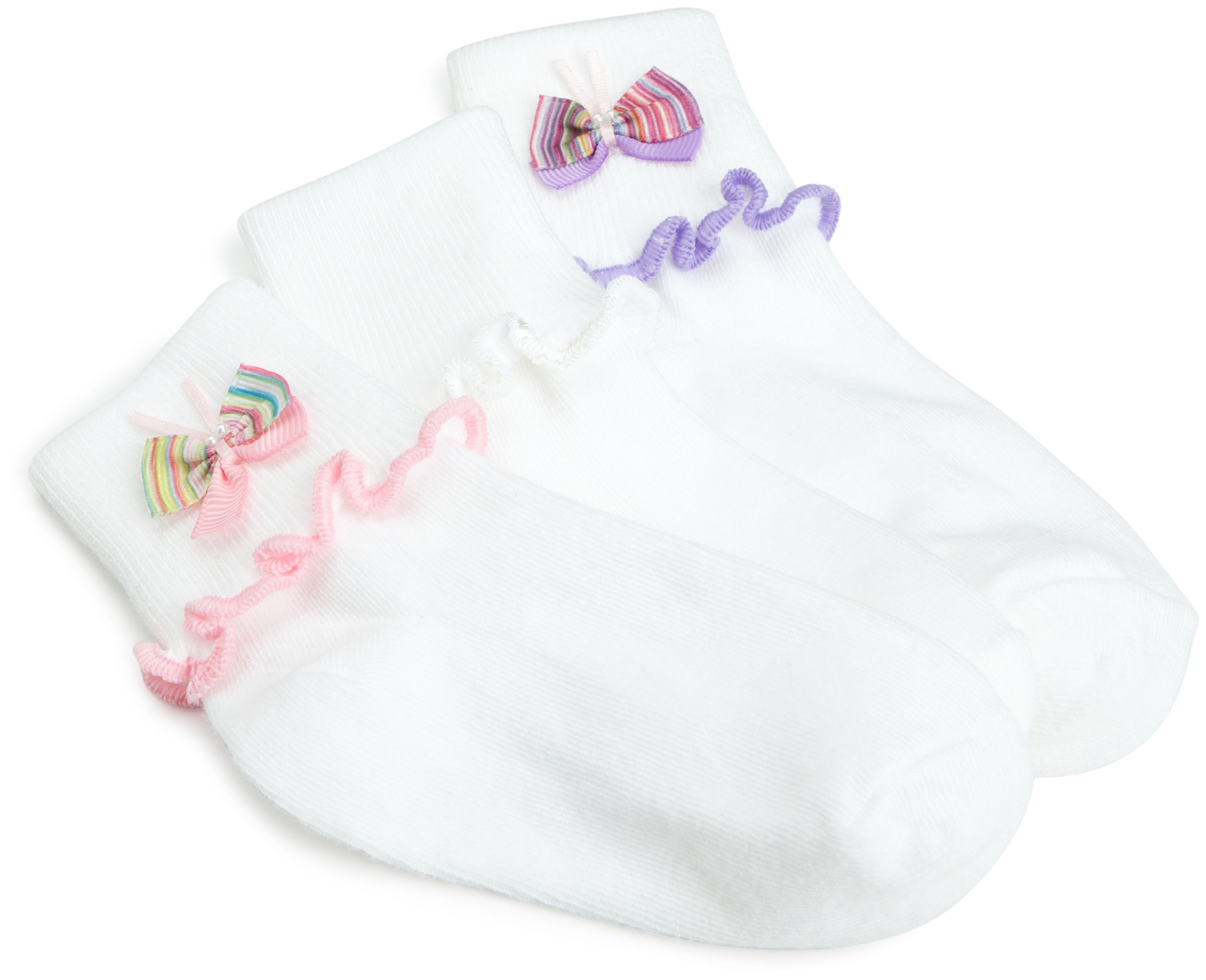 Jefferies Little Girls' Butterfly Print Cotton Socks with Turn Cuff & Ripple Edge - Cute Toddler Socks for School, Playtime & Everyday Wear