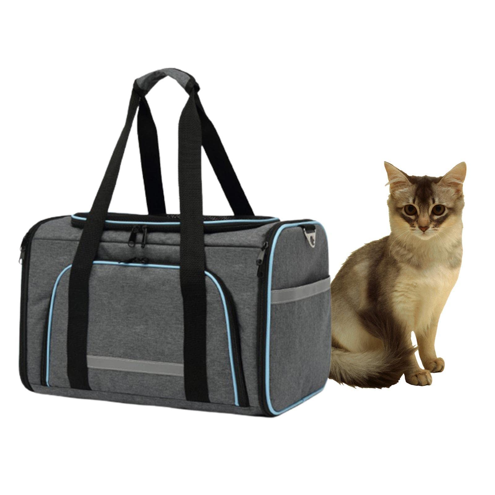 Enakshi Expandable Cat Carrier Collapsible Pet Travel Bag Gray - Portable Soft-Sided Dog & Cat Carrier for Car, Airplane, Vet Visits & Outdoor Adventures