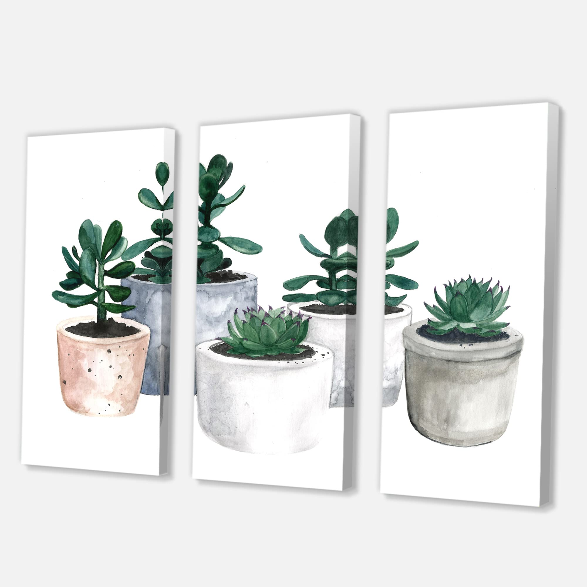 DesignQ Cactus and Succulent House Plants VI Farmhouse Canvas Wall Art - Botanical Home Decor for Living Room, Bedroom & Office