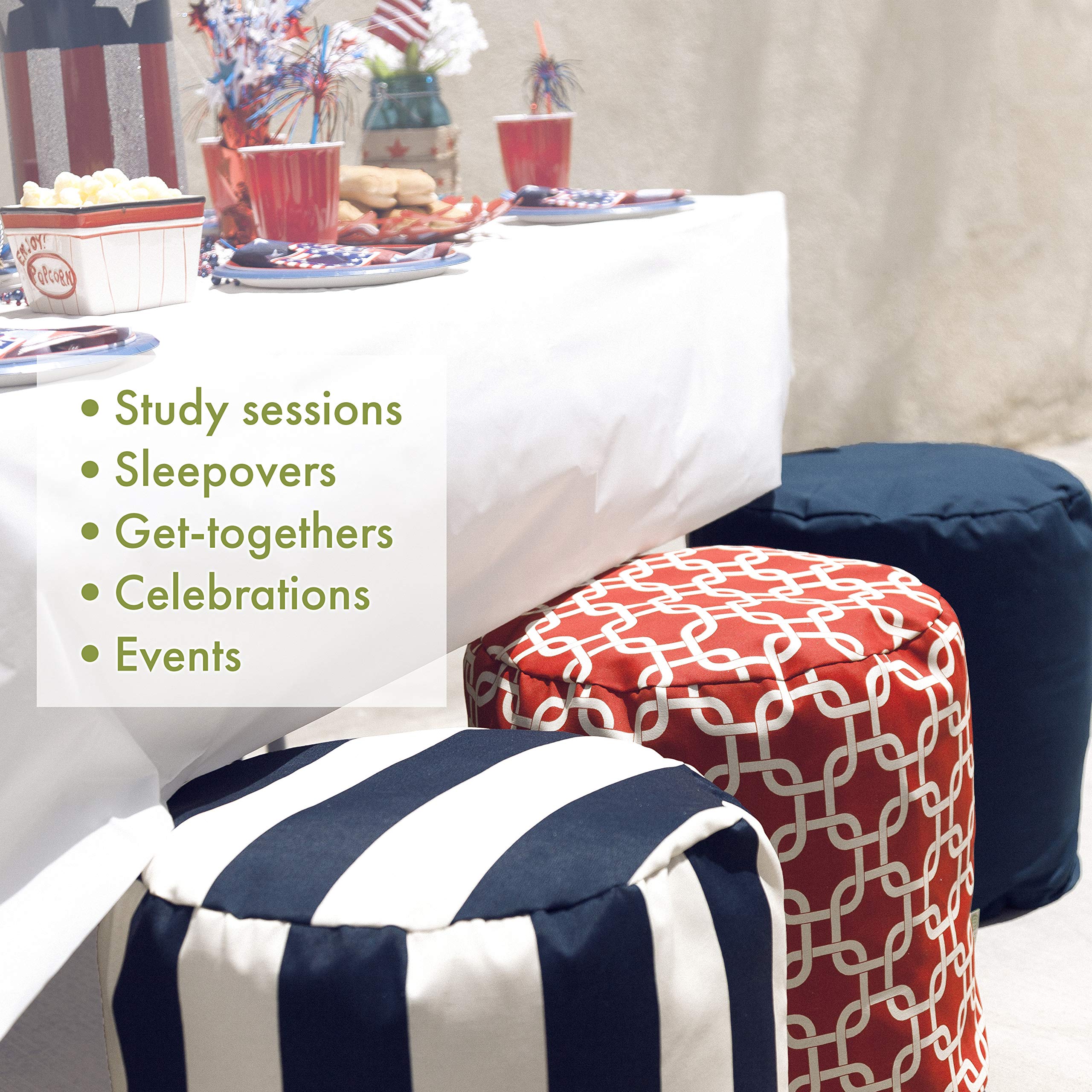Majestic Home Goods Faux Suede Pouf Ottoman with Steel Frame - Perfect for Living Room, Bedroom & Nursery Decor