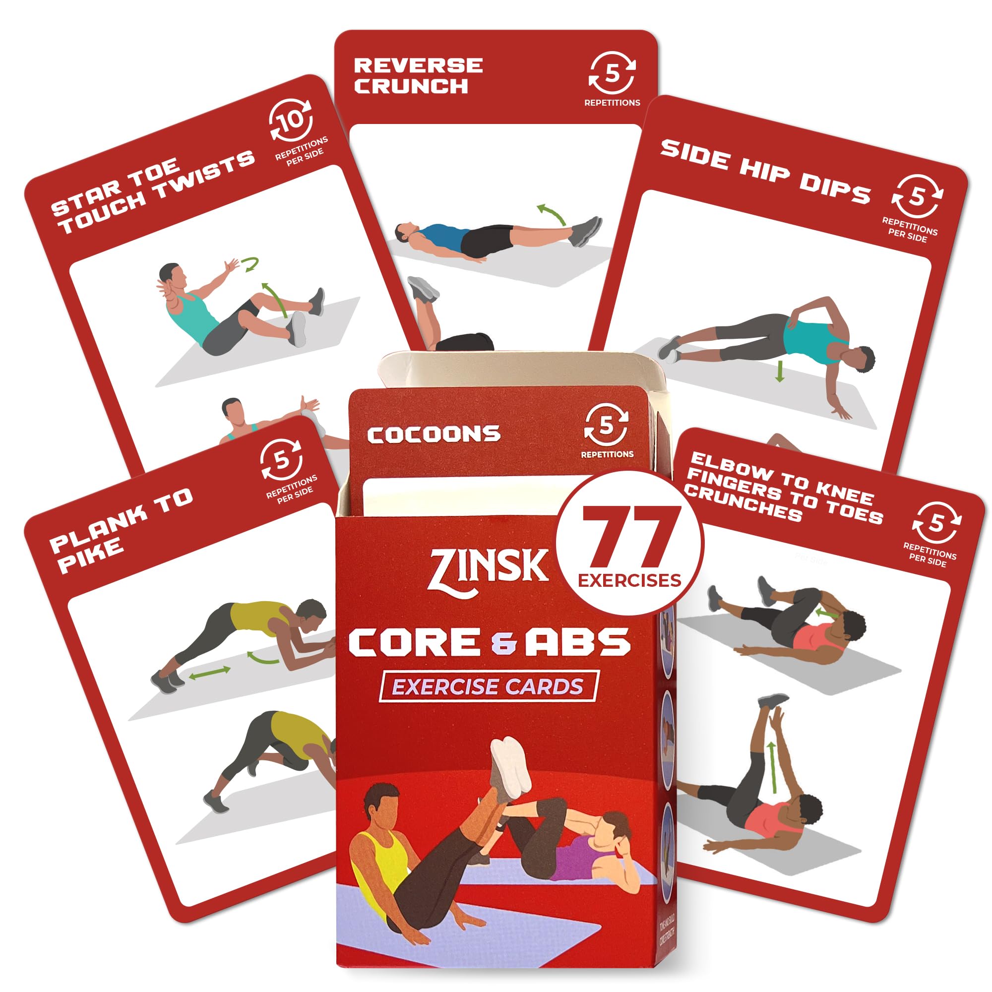 75+ Abs and Core Exercise Cards for Strength & Stability - Home & Outdoor Fitness Workout Cards | Perfect for Gym, Travel & Office Workouts