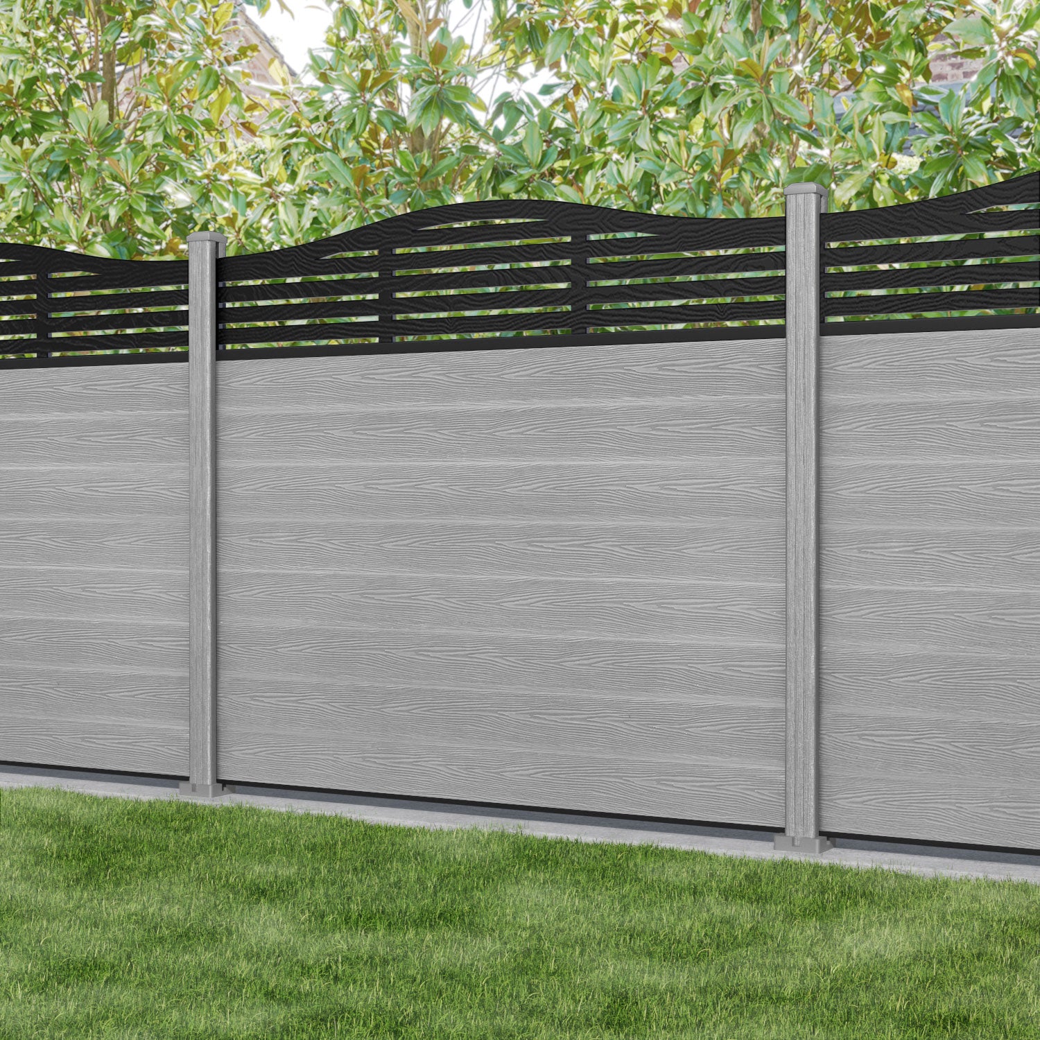 Classic Aspen Curved Top Fence Panel - Light Grey Composite Fencing with Durable Posts | Perfect for Backyard Privacy, Garden Borders & Pool Safety