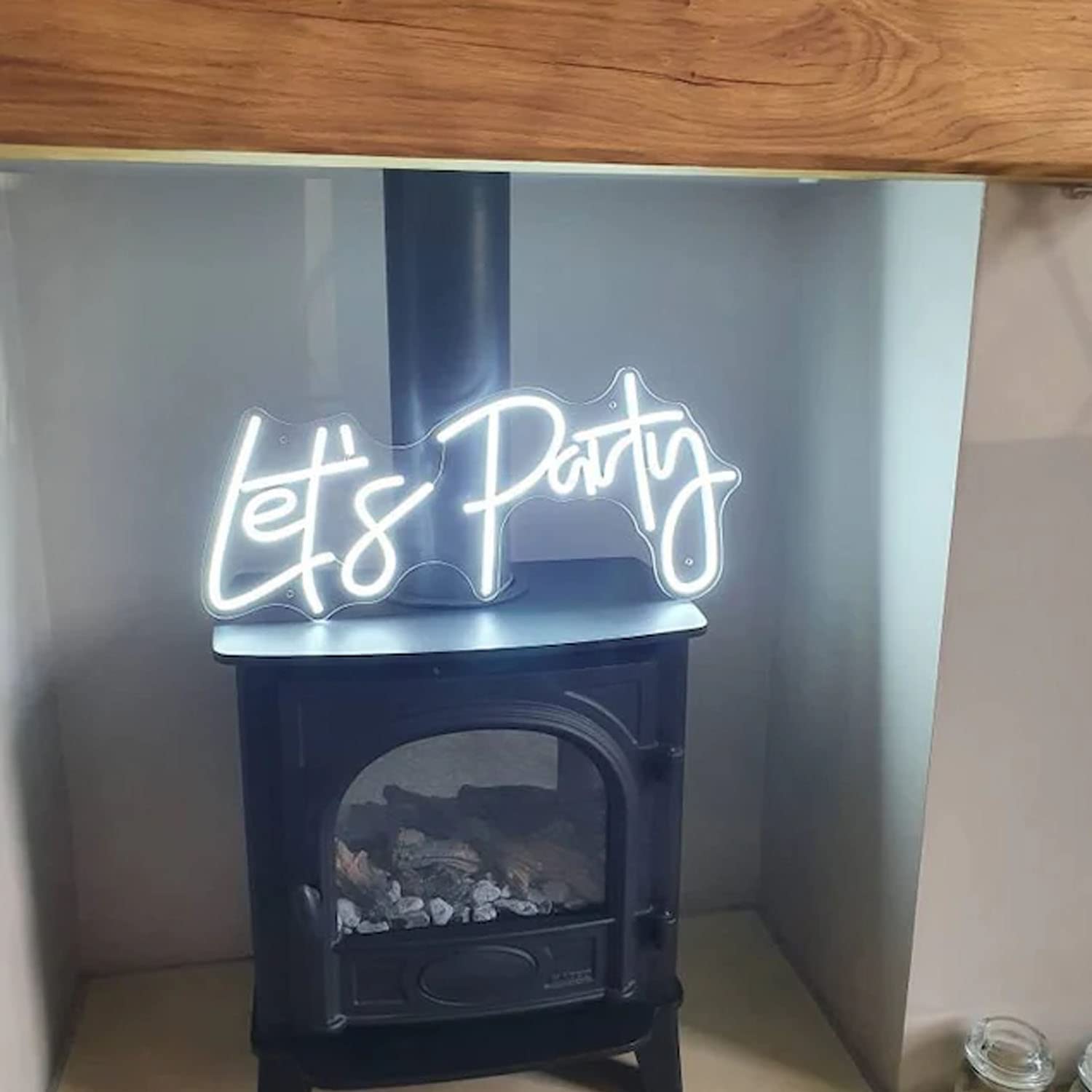 Let's Party Neon Sign Light - Custom Wall Art Decor for Home, Bar, Pub, Club & Rave | Perfect Christmas Gift & Apartment Decor (White) - Brighten Your Parties & Events