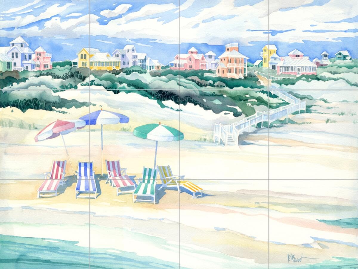 Ceramic Backsplash Tile Mural - Coastal Beach & Ocean Scene for Kitchen, Bathroom & Shower - Seaside Shade by Paul Brent - Perfect for Coastal, Nautical & Beach House Decor