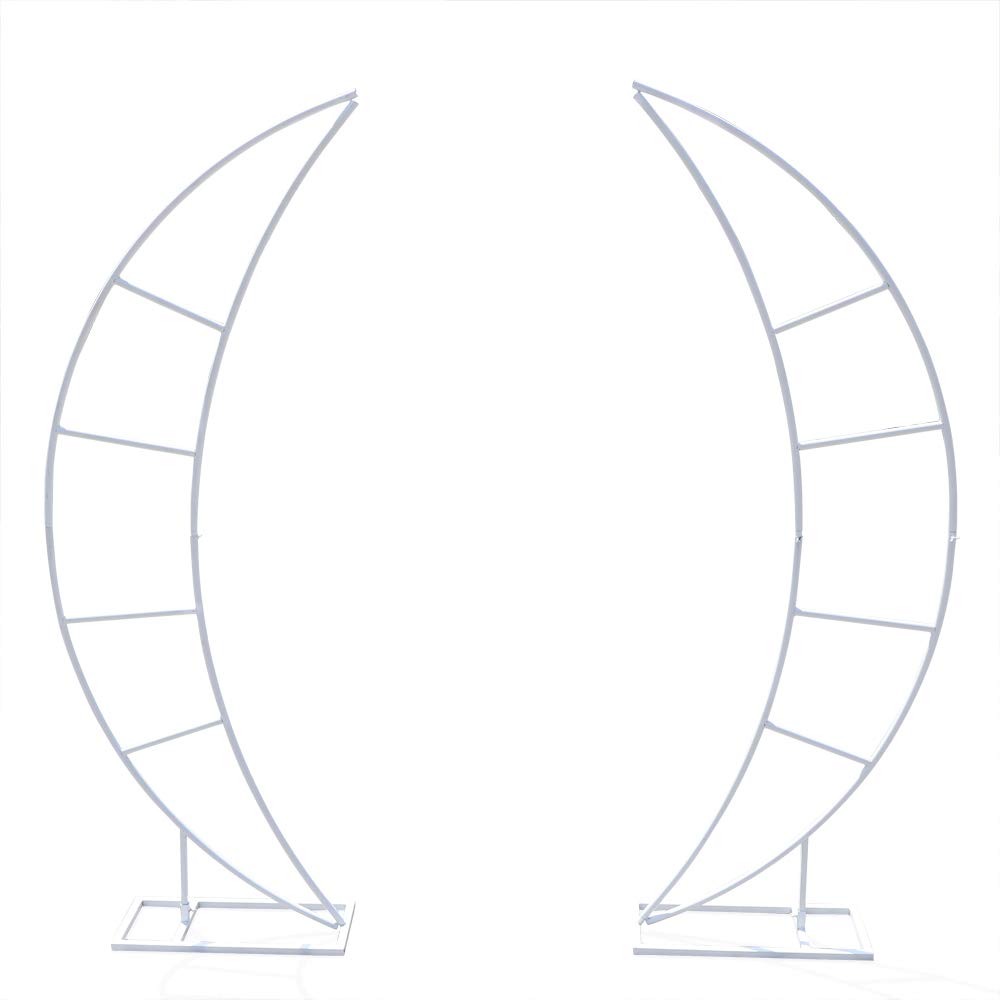 White Metal Wedding Arch Stand - 2PCS Moon Floral Backdrop for Wedding Party & Home Decor