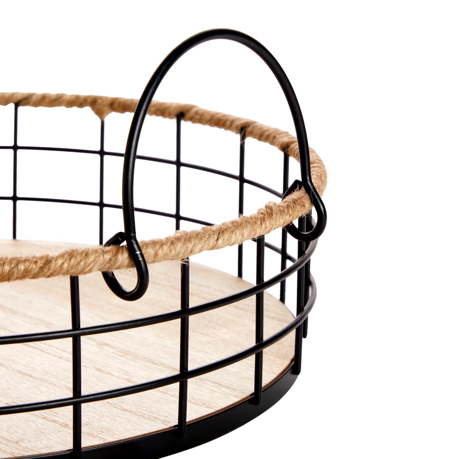 Juvale 2 Pack Round Wire Baskets with Handles - Metal Storage Trays for Kitchen, Bathroom & Home Organization (Small & Large Sizes) - Perfect for Fruits, Vegetables, Toys & Decor