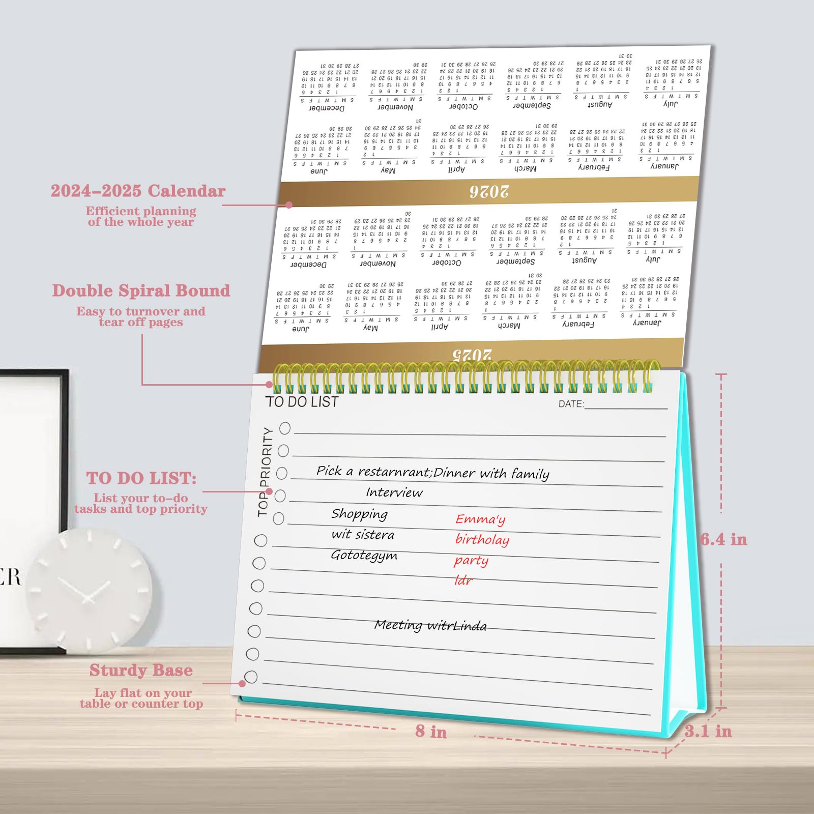 2025-2026 Small Standing Desk Calendar | 8