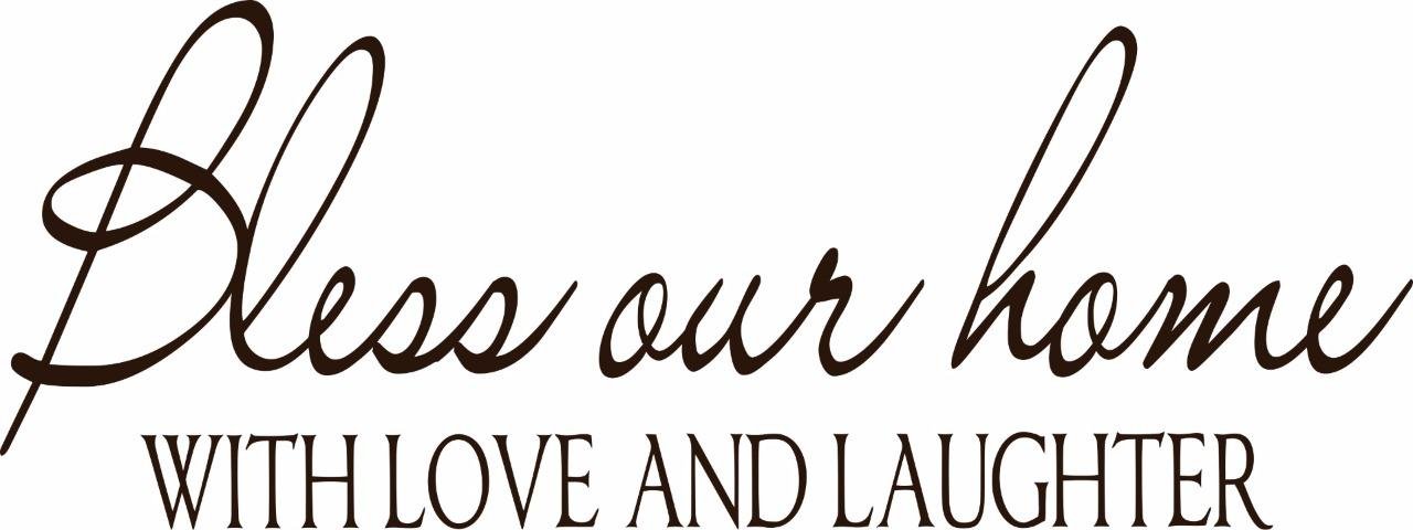 Bless Our Home with Love and Laughter - 20x6 Inch Vinyl Wall Decal Sticker for Home Decor - Perfect for Living Room, Nursery, Bedroom & Entryway Wall Art